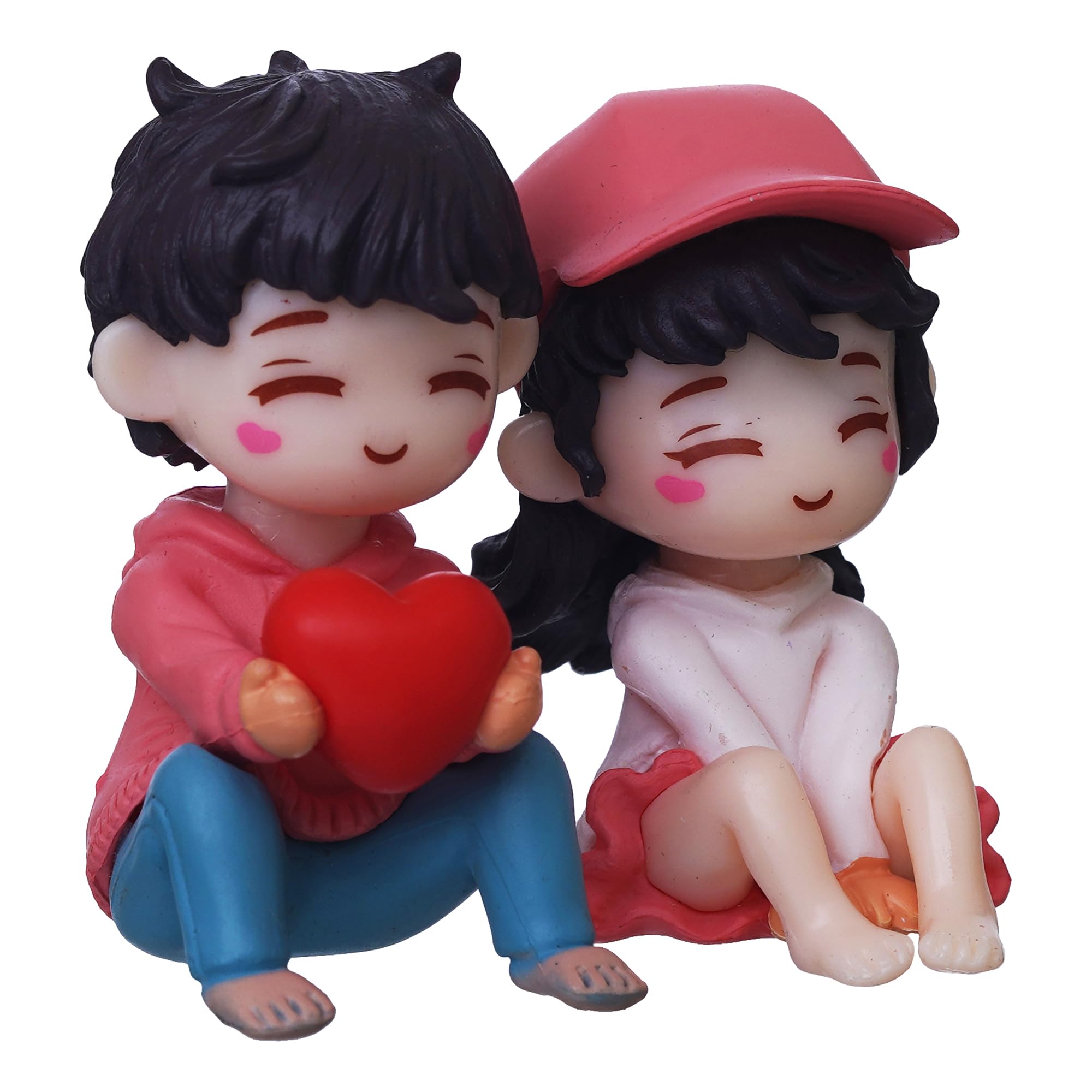 eCraftIndia Miniature Cute Romantic Couple Statue, Boy Giving Heart to Girl Decorative Showpiece - Valentine's Day Gifts for Girlfriend, Boyfriend, Husband, Wife (Polyresin, Multicolor) 4