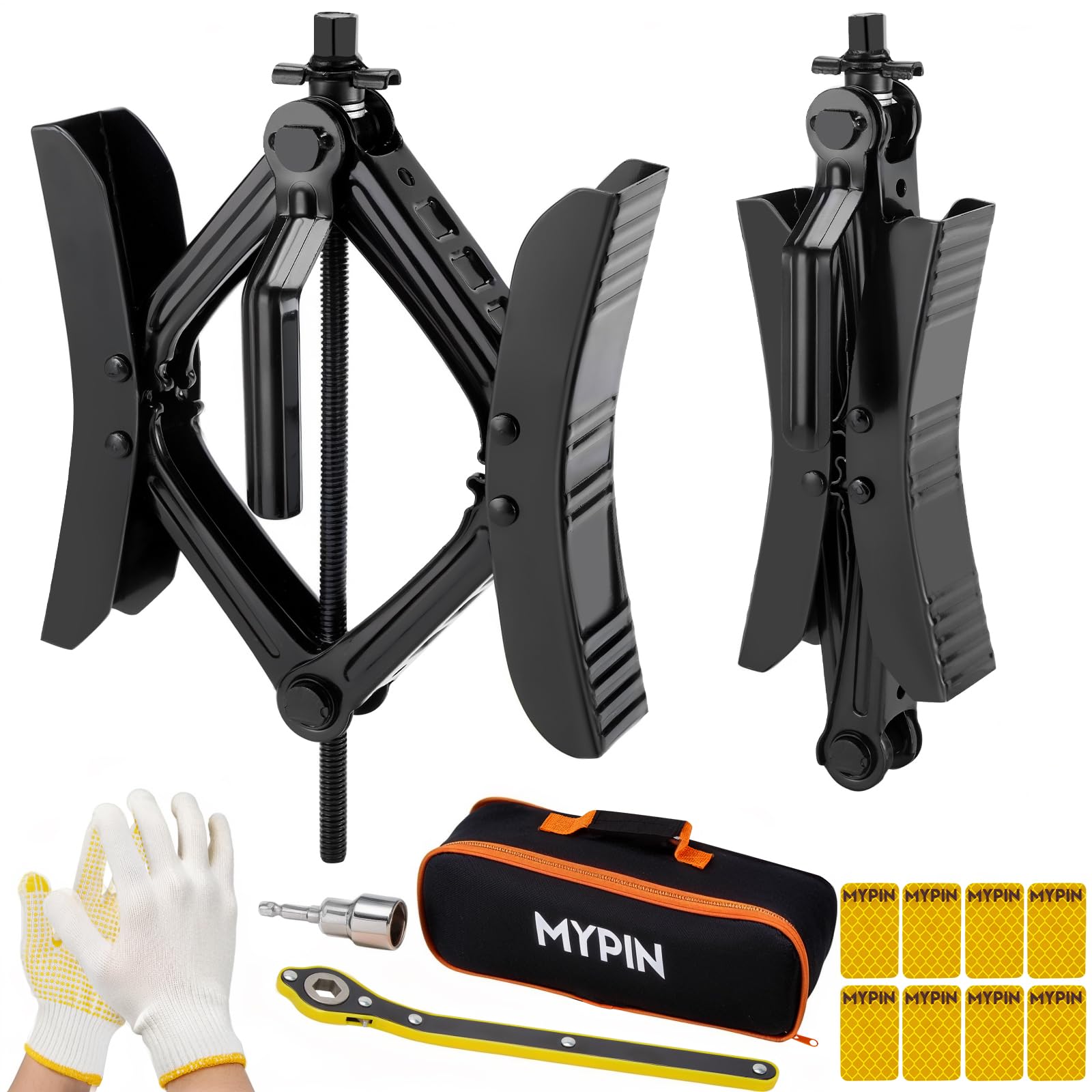 Camper Wheel Chock Stabilizer, 2 Sets for RV Travel Trailer, With 8 Reflective Strips, Heavy Duty X-Shaped RV Stabilizer Wheel Chock Anti-Move Tire Wheel Chock 1