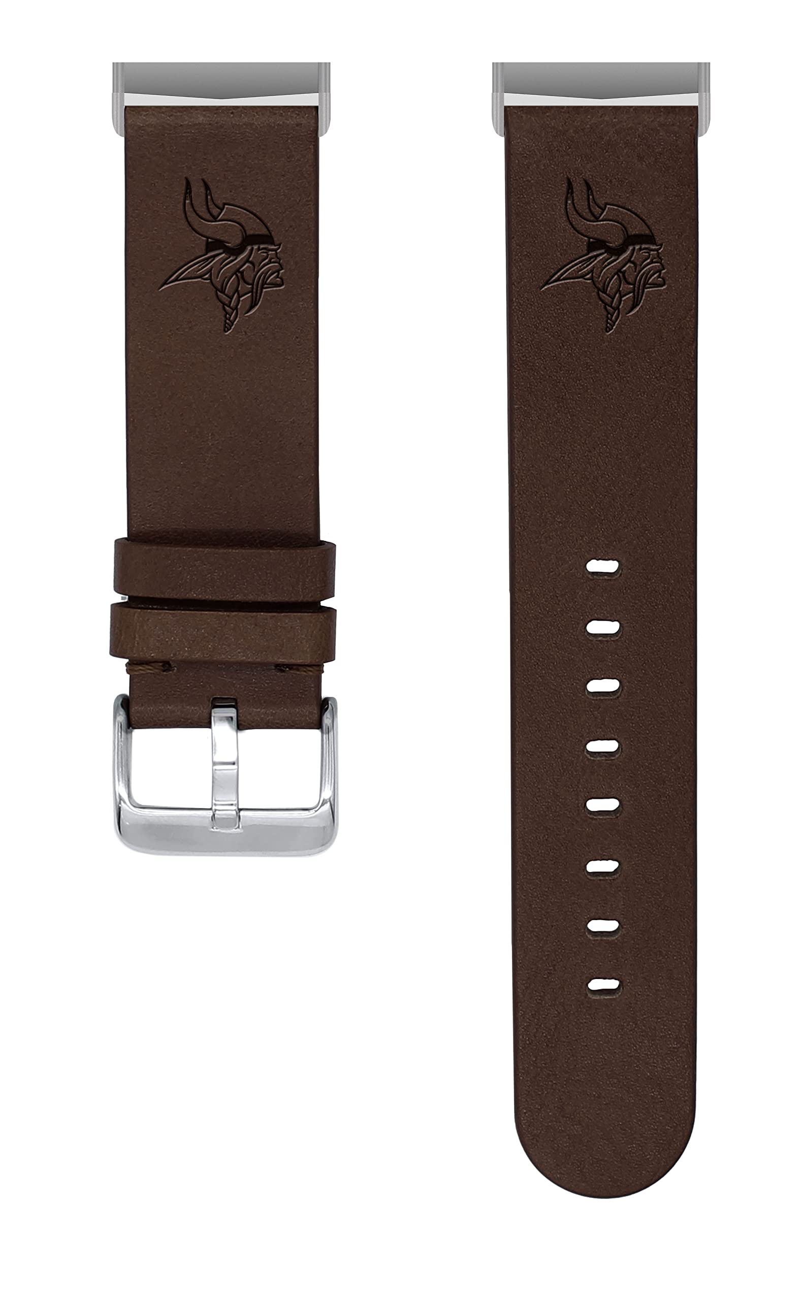 Game Time Minnesota Vikings Leather Watch Band Compatible with Fitbit Versa 3 and Sense (Chesnut Brown Long) 3