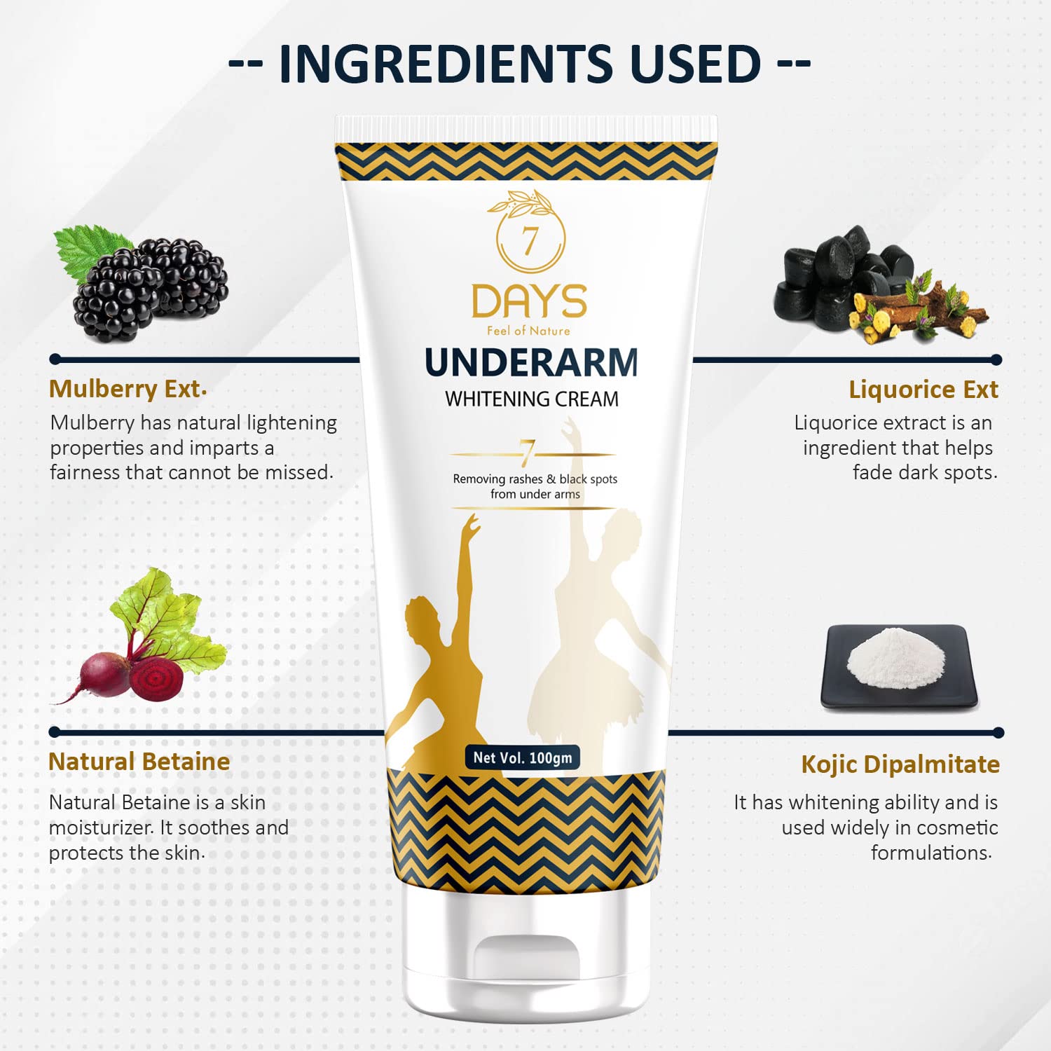 7 Days Dark Underarm Whitening Cream, For Even Toned & Patchy Underarms with Natural Ingredients, Remove Black Spots & Warts – 100g 5
