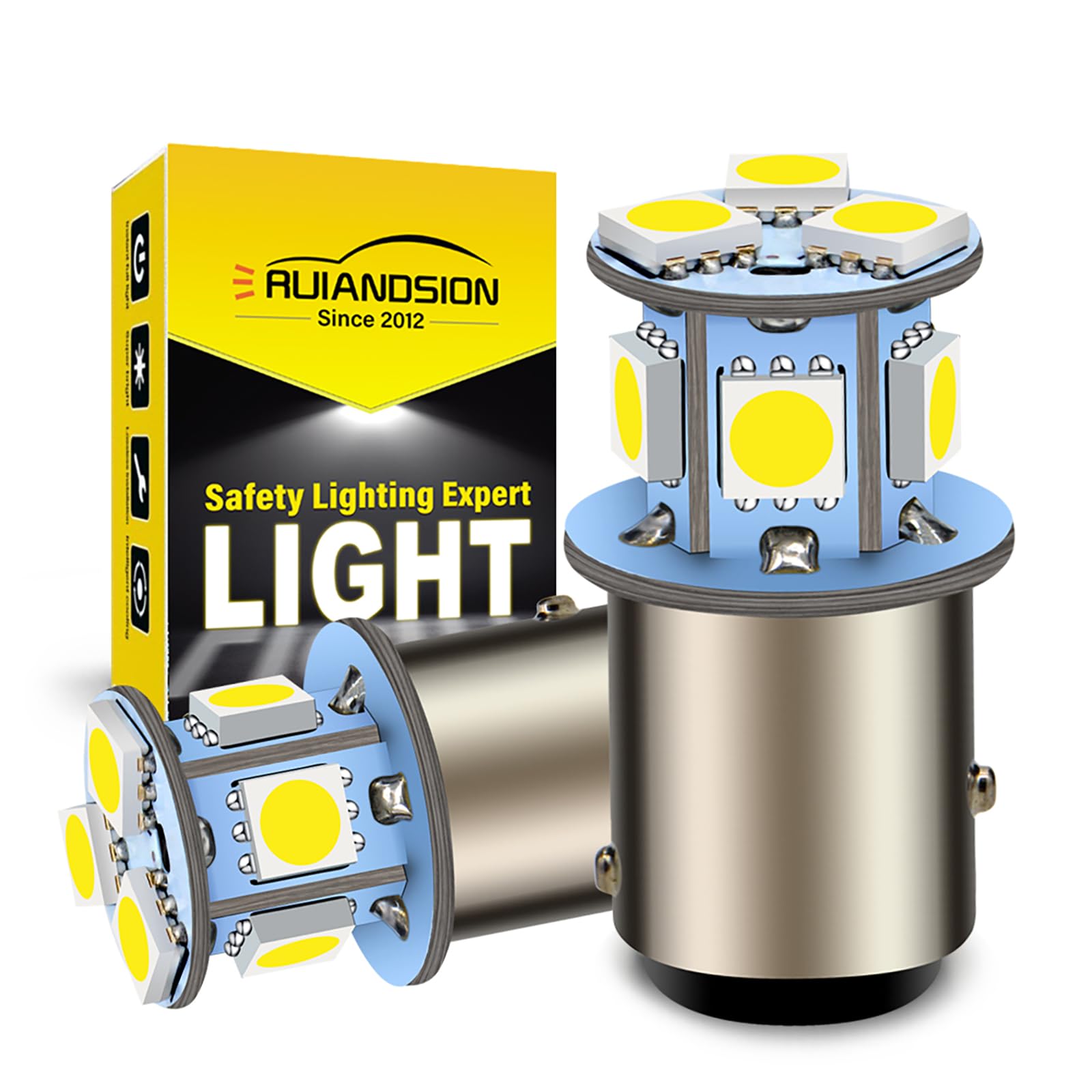 Ruiandsion 2pcs 6V 1157 LED Bulbs 5050 8SMD Chipsets 6000K White for Backup Reverse Lights Tail Lights 1