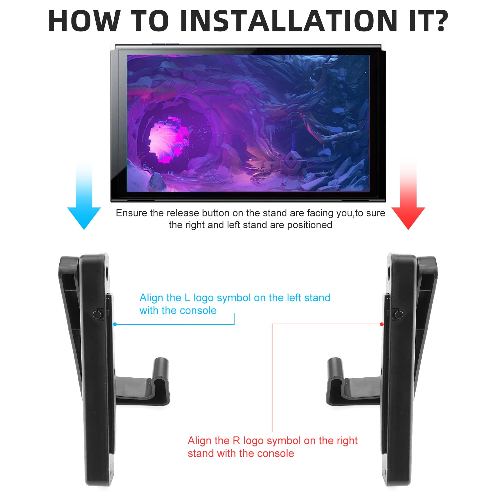 YIBEICO Car Holder for Nintendo Switch/OLED, Foldable and Adjustable Table Stand Playstand Bracket, Dock Car Headrest Play Stand Mount,Portable Console Desktop Holder 3