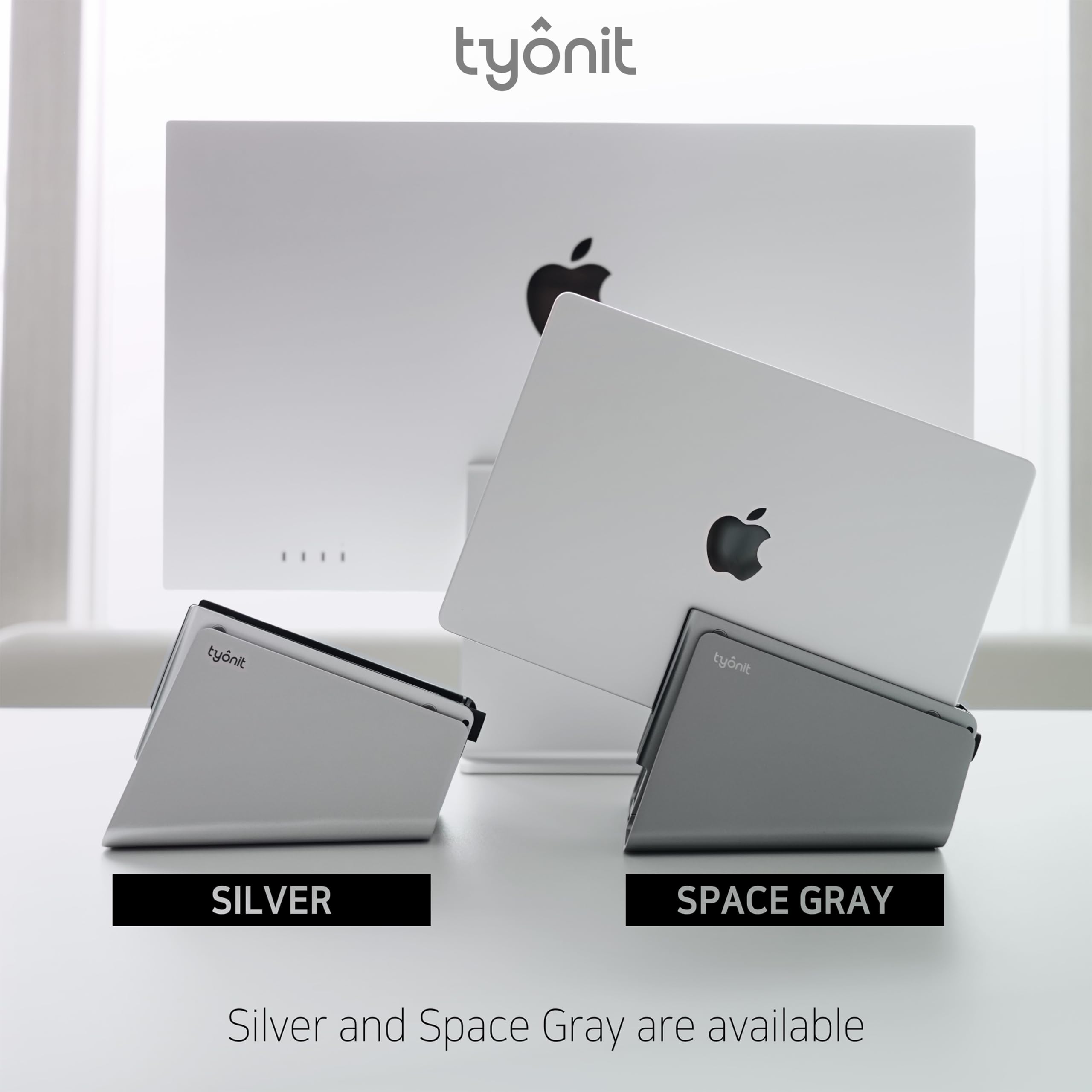 tyonit TiltSnap Vertical Laptop Stand for MacBook, Auto Thunderbolt4 USB-C Connection, Seamless Connection to The Docking Station or Display, 40Gbps, 100W PD (Silver, MacBook Pro 16" (M1/M2/M3)) 5