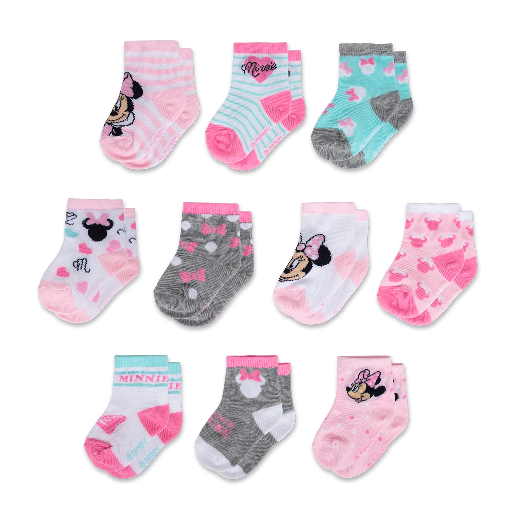 ABG Accessories Baby Girls & Boys Mickey 10-pack Infant Sock, Minnie Mouse-Multicolor Light, 0-6 Months 1