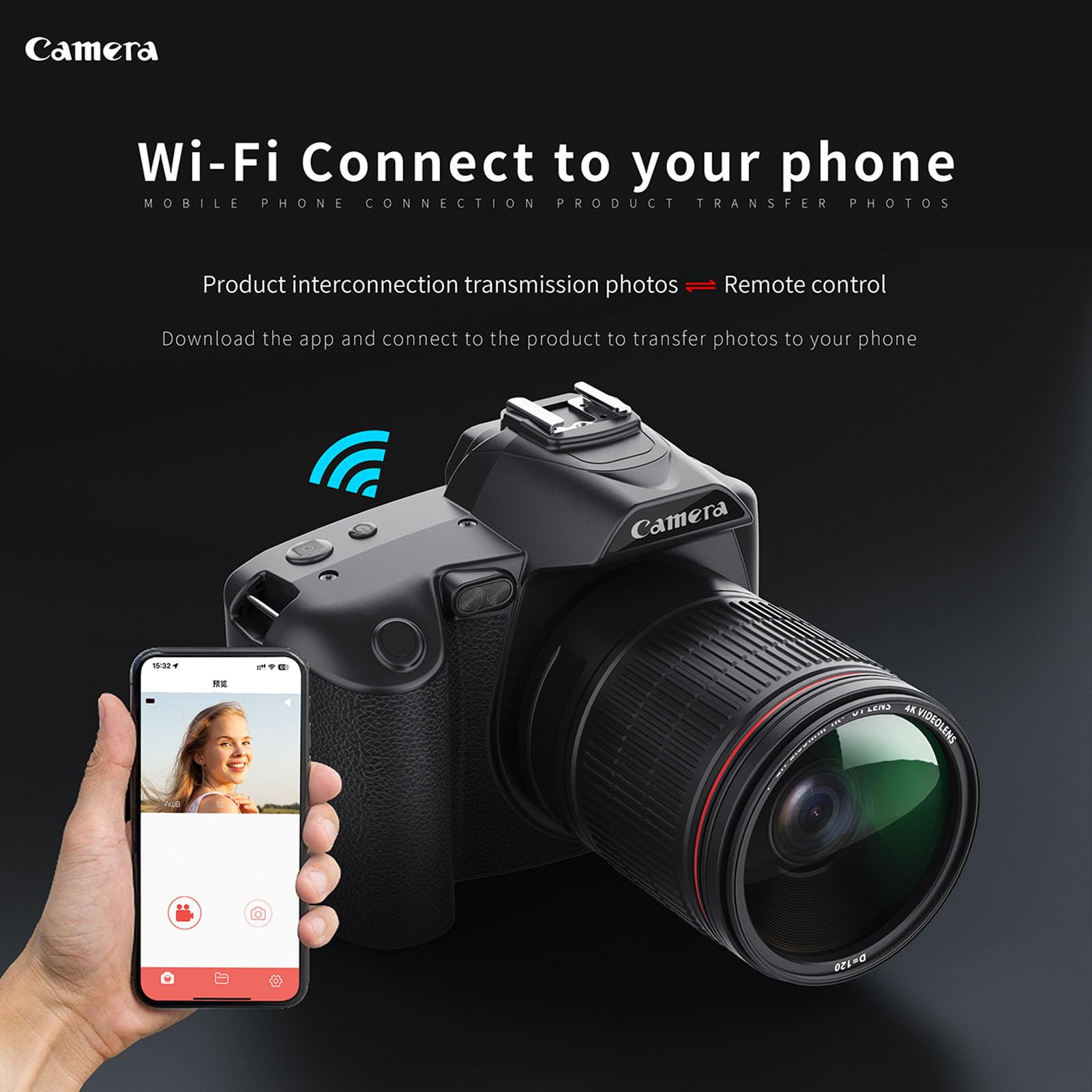 4K Video Camera Camcorder HD WiFi Vlogging Camera for YouTube 16x Digital Zoom Night Vision Camera Camcorders, Video Recorder Camera with Fill Light, Mic 3