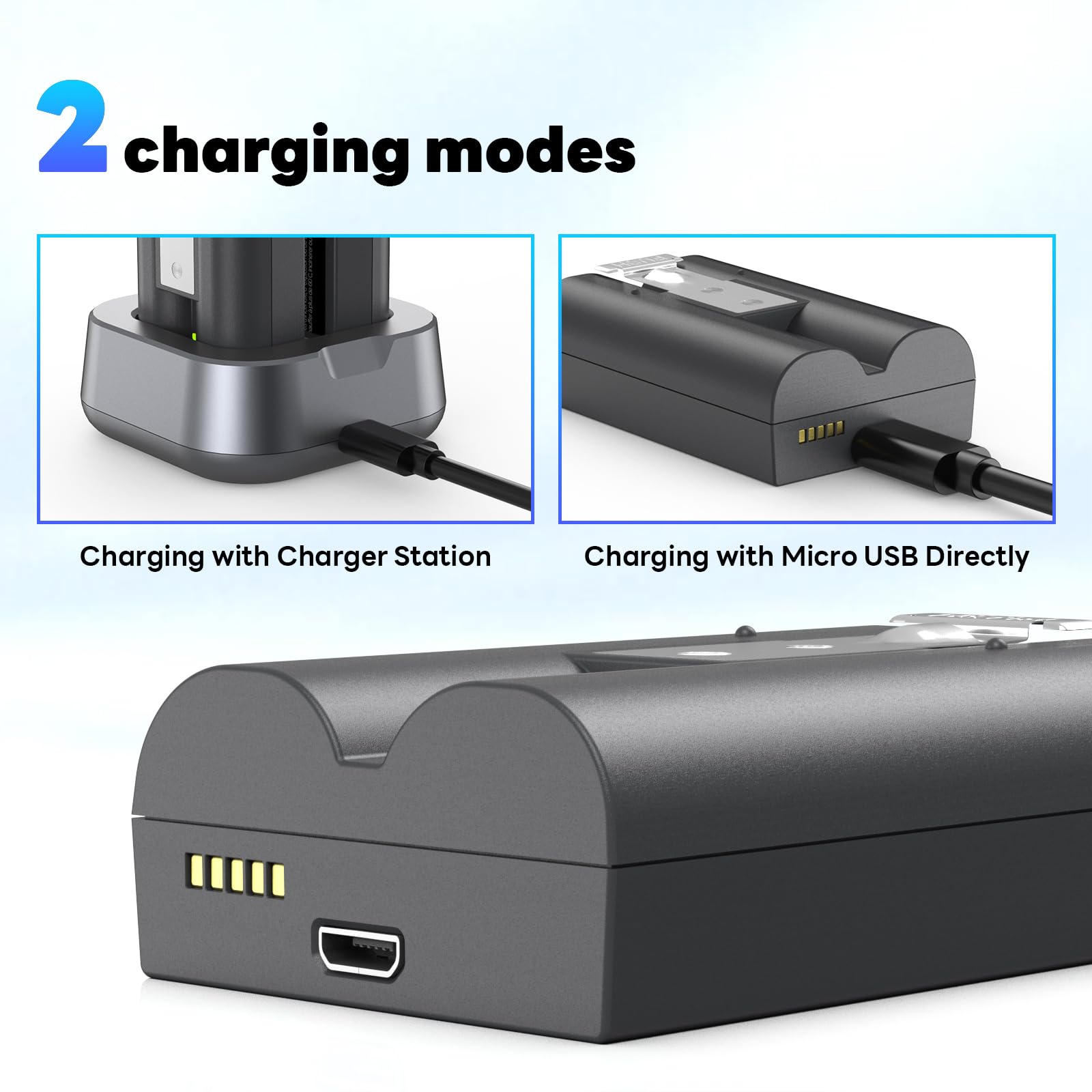 OHZHAO 4 Pack 7200mAh Replacement Battery with Charger Station, High Capacity Camera Battery Compatible with Doorbell 2/3/4/3plus, Stick Up Cam/Peephole Cam for Indoor/Indoor 6