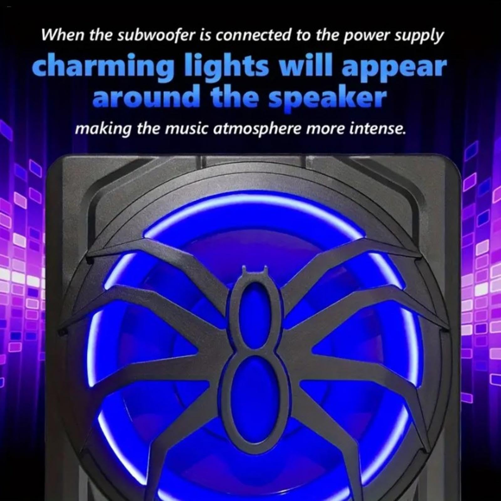 800W Ultra-Thin Underseat Subwoofer with Built-in Amplifier – Powerful Bass, 4 Ohm, 12V Blue LED Light for Car & Truck Audio, Easy Install & Deep Sound Boost 3