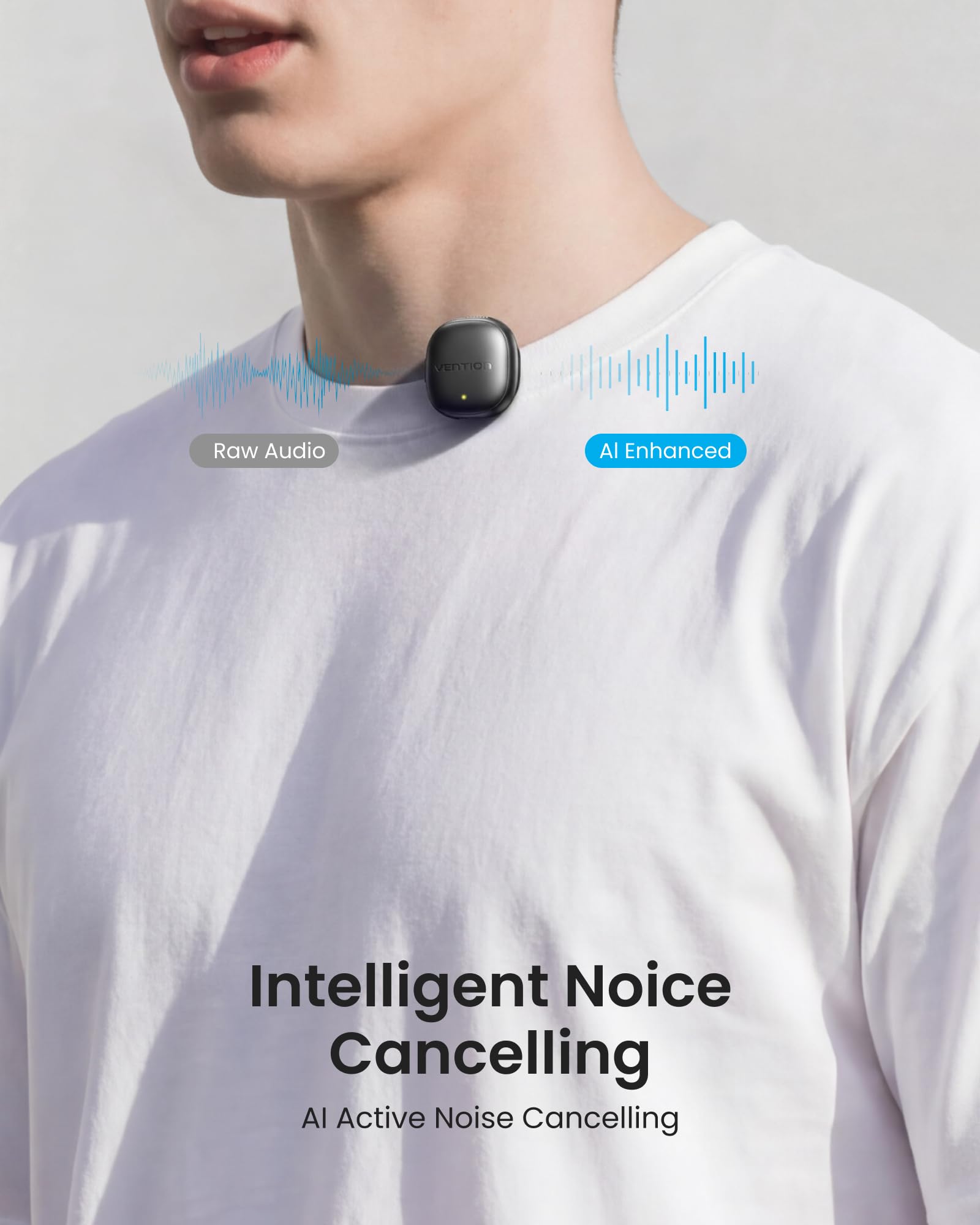 VENTION Mini Wireless Microphone for iPhone 17/16/15 Pro Max, USB C Bluetooth Microphone for Android/Camera, Ai Noise Cancelling Lavalier Mic with 24H Charging Case for Video Recording Vlogging 5