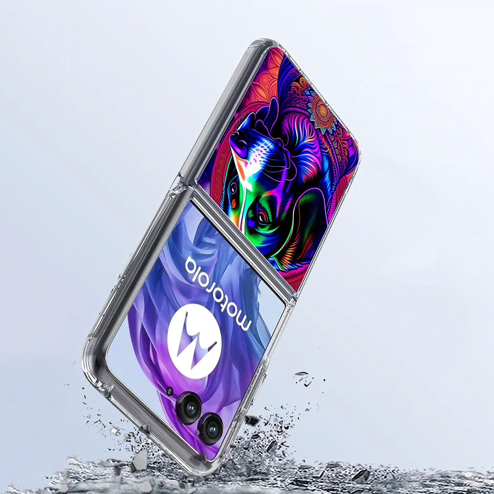 Bcov Case for Motorola Razr Plus 2024,Floral Dog Mandala Anti-Scratch Solid Hard case Protective Shookproof Phone Cover for Motorola Razr Plus 2024/Razr+ 2024 3