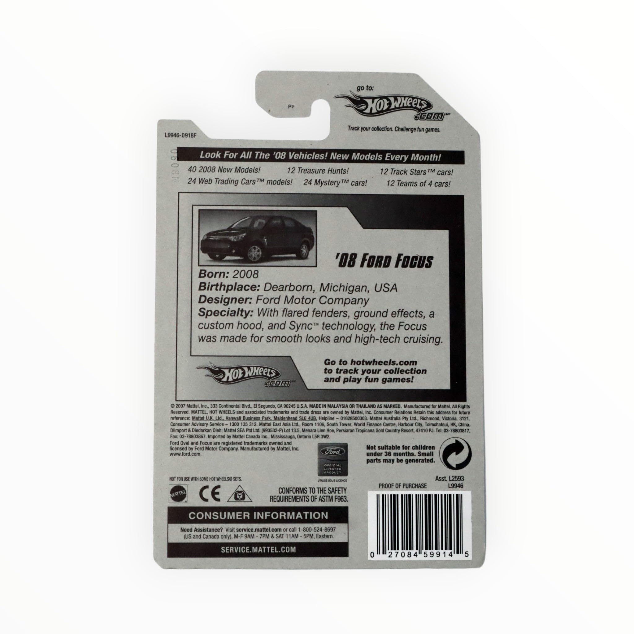 Hot Wheels 2008 031 31 New Models Yellow '08 Ford Focus 1:64 Scale 3