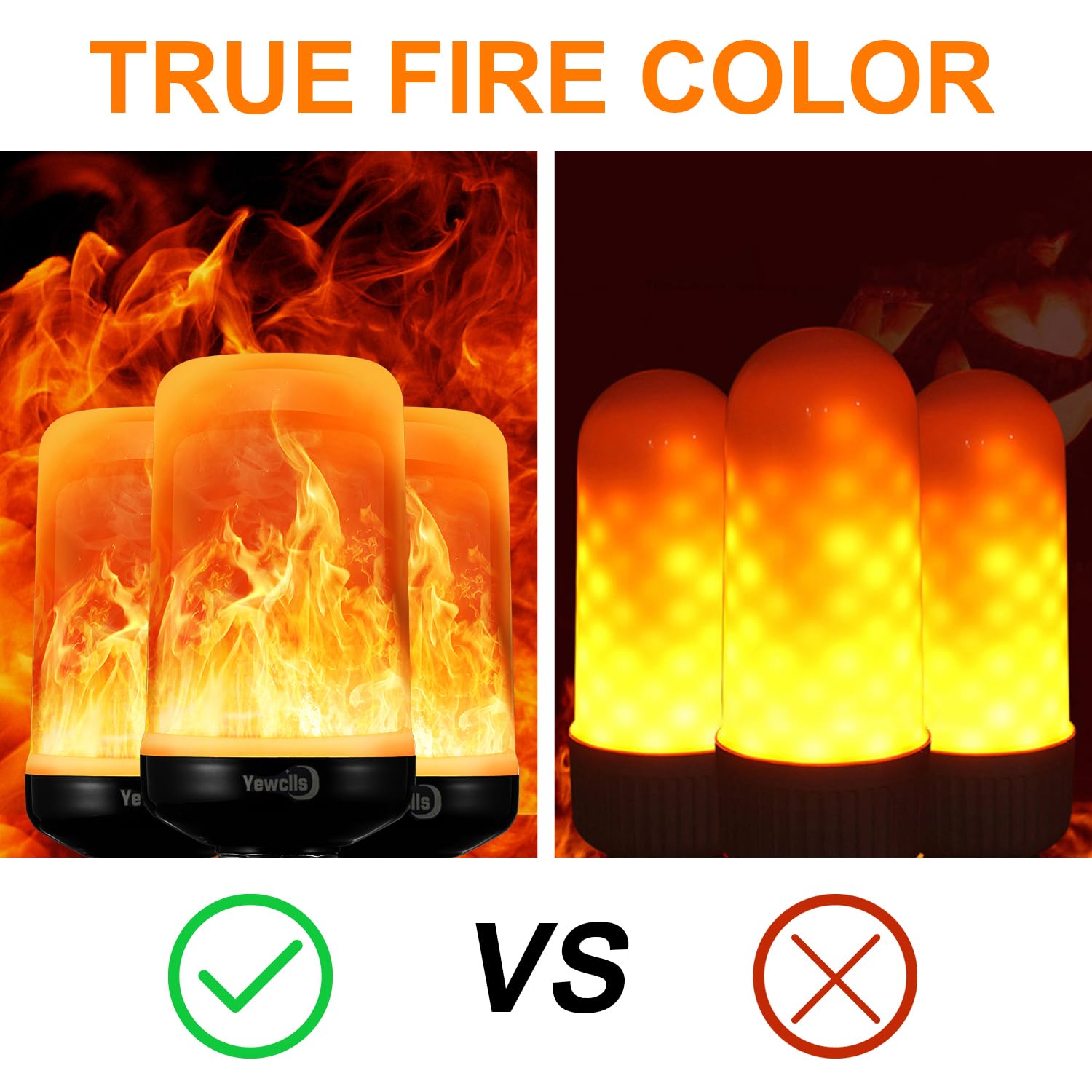 Yewclls Flame Light Bulbs 4 Modes Flickering Light Bulbs E26 Bulb for Halloween Christmas Decorations Party Outdoor Indoor Home Decor (2 Pack) 5