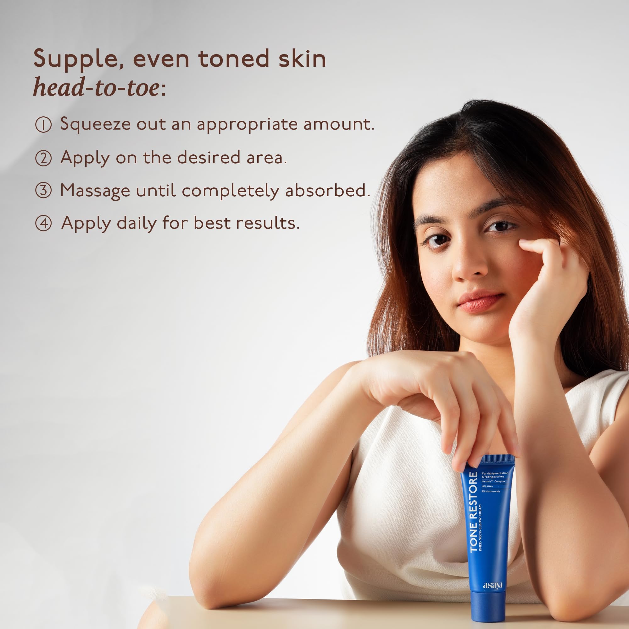 Asaya | Tone Restore | Advanced Pigmentation Cream with MelaMe™ Complex | Anti-Pigmentation Cream for Women & Men for Dark Neck, Knees & Elbows | 50 g 6