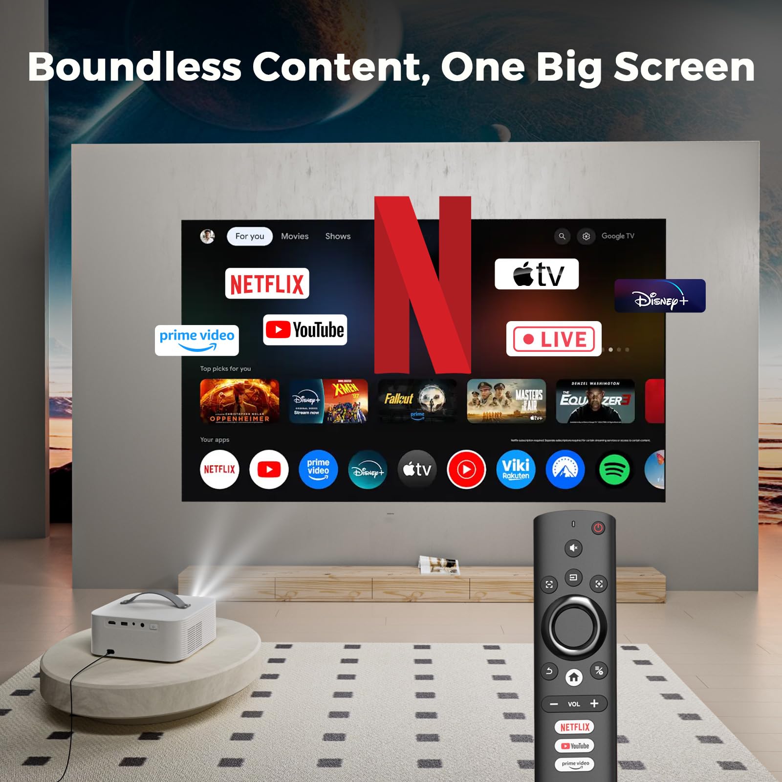 [AI Movin 2.0 System/1200 ANSI/Auto Focus] Projector-4K with WiFi 6 and Bluetooth, 30W DoIby Audio Netflix-Licensed Outdoor-Projector, Lisowod 1080P Smart Portable Proyector with HDR10+ 2025 Upgraded 4