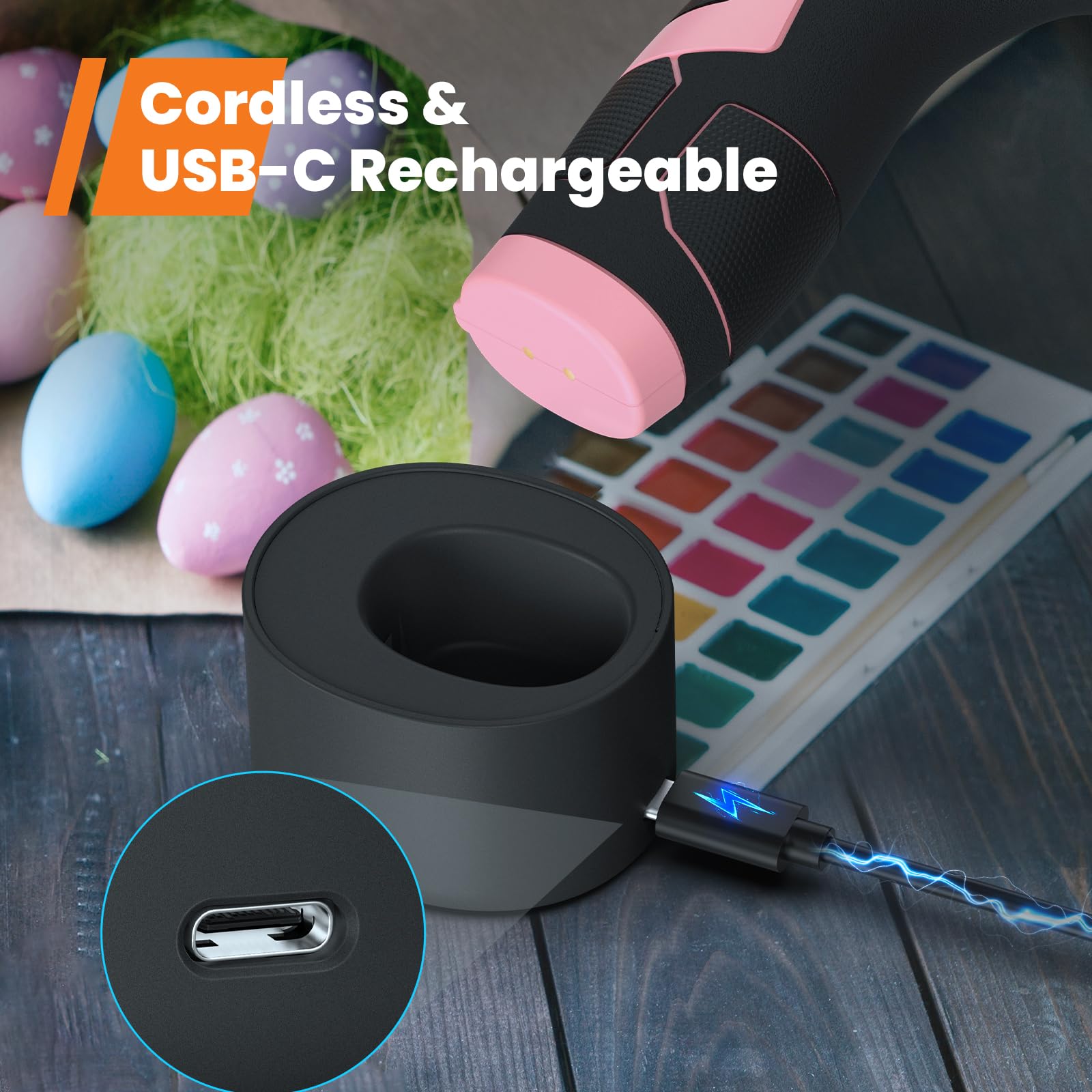 Value 2Pcs Cordless Hot Glue Guns and 37 Pcs Glue Sticks Set, GoGonova 15s Fast Heating 2Ah Glue Gun and Professional Dual Temp 20V Temp Adjust LCD Digital Display Heavy Duty Glue Gun with Charger, Pi 4