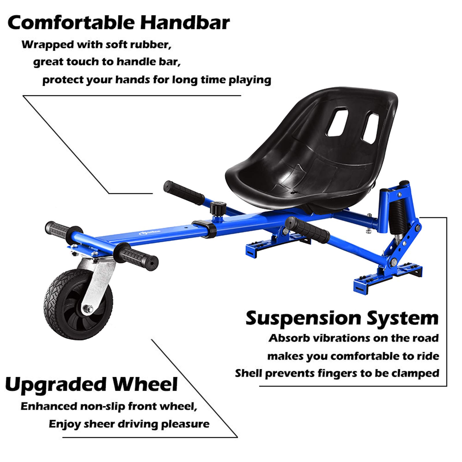 Hoverboard Seat Attachment, Hoverboard Go Kart for Adults & Kids, Accessories to Transform Go Cart, Hover Carts for Self Balancing Scooter with Off-road Tire and Shock Absorber (Blue) 4