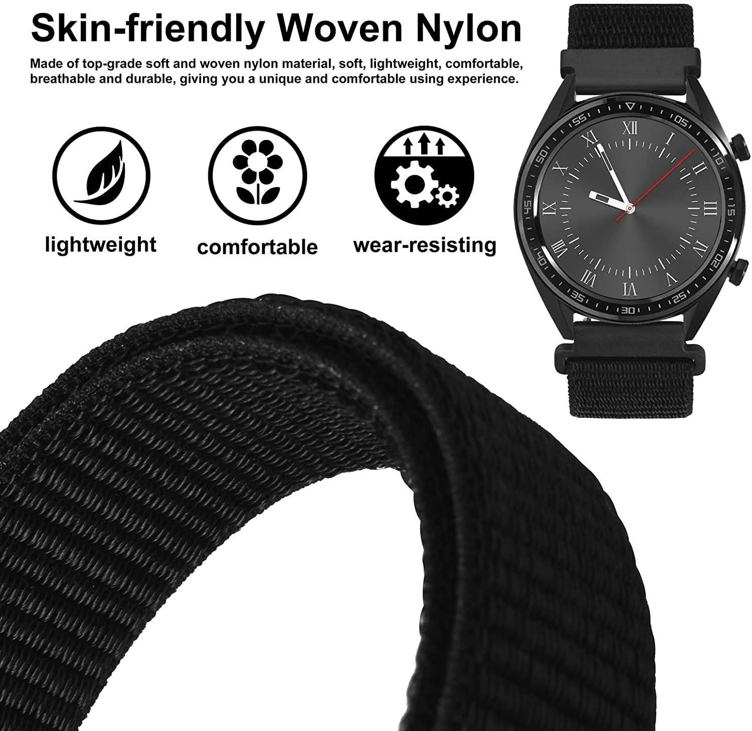 XIAOFEIGUN Nylon Watch Straps, Hook and Loop Closure, Quick Release, Replacement Sport Bands 20mm 22mm, Replacement Watch Strap for Men and Women (Color : Purple, Size : 22mm) 6