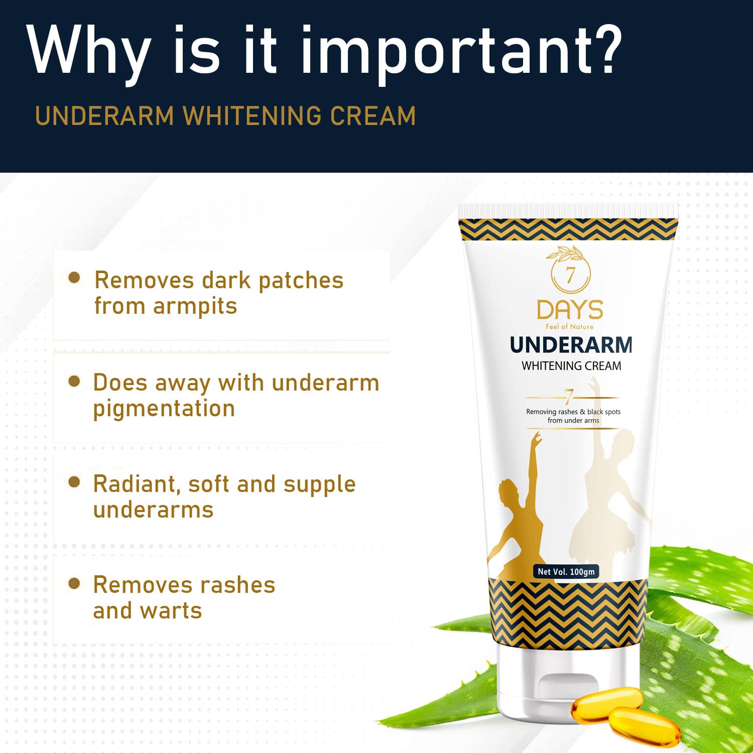 7 Days Dark Underarm Whitening Cream, For Even Toned & Patchy Underarms with Natural Ingredients, Remove Black Spots & Warts – 100g 4