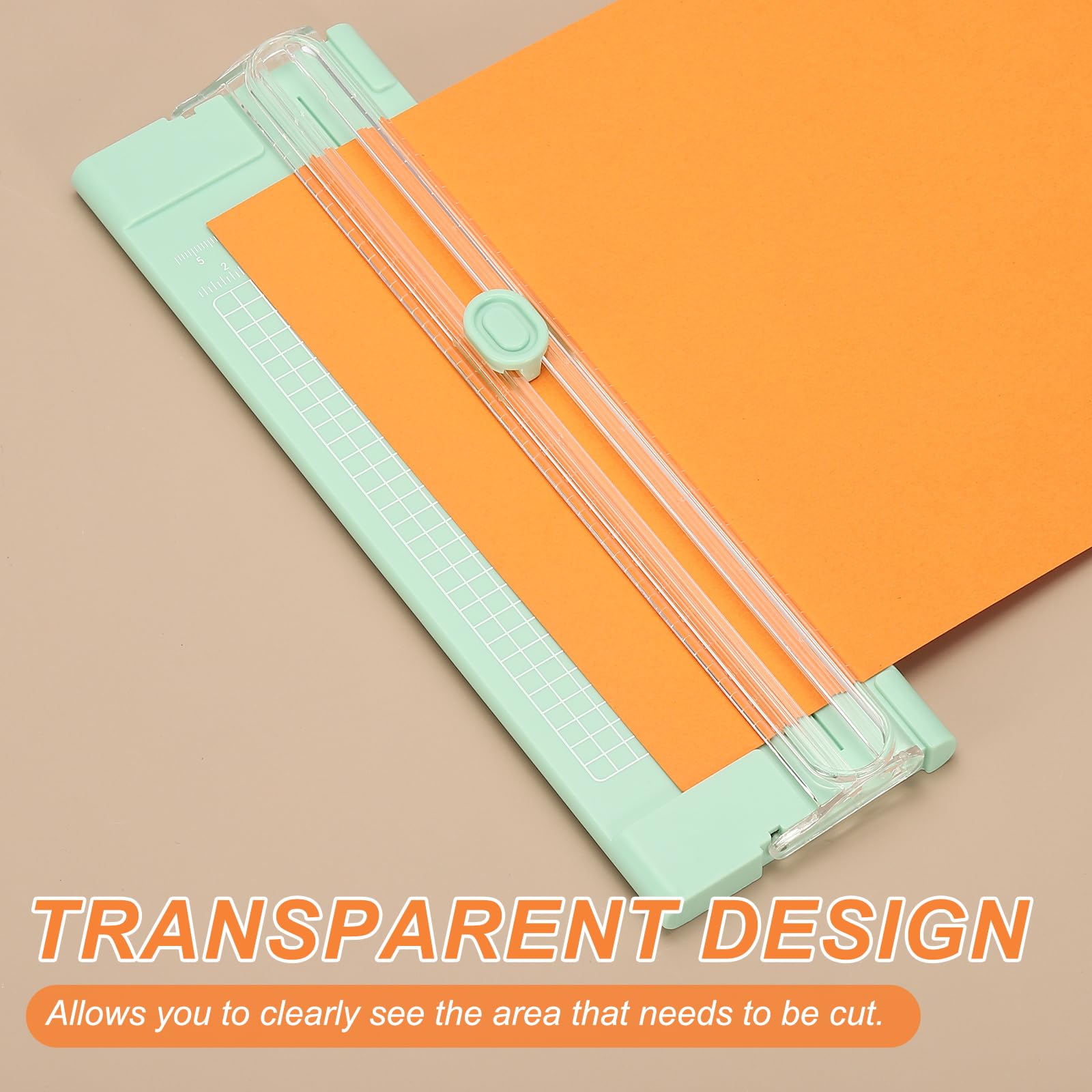 PATIKIL Paper Cutter Trimmer, A4 Straight Small Portable Paper Slide Paper Slicer with Safe-Guard for Craft Cardstock Label Card, Scrapbook Photo, Green, with 3 Blade 5