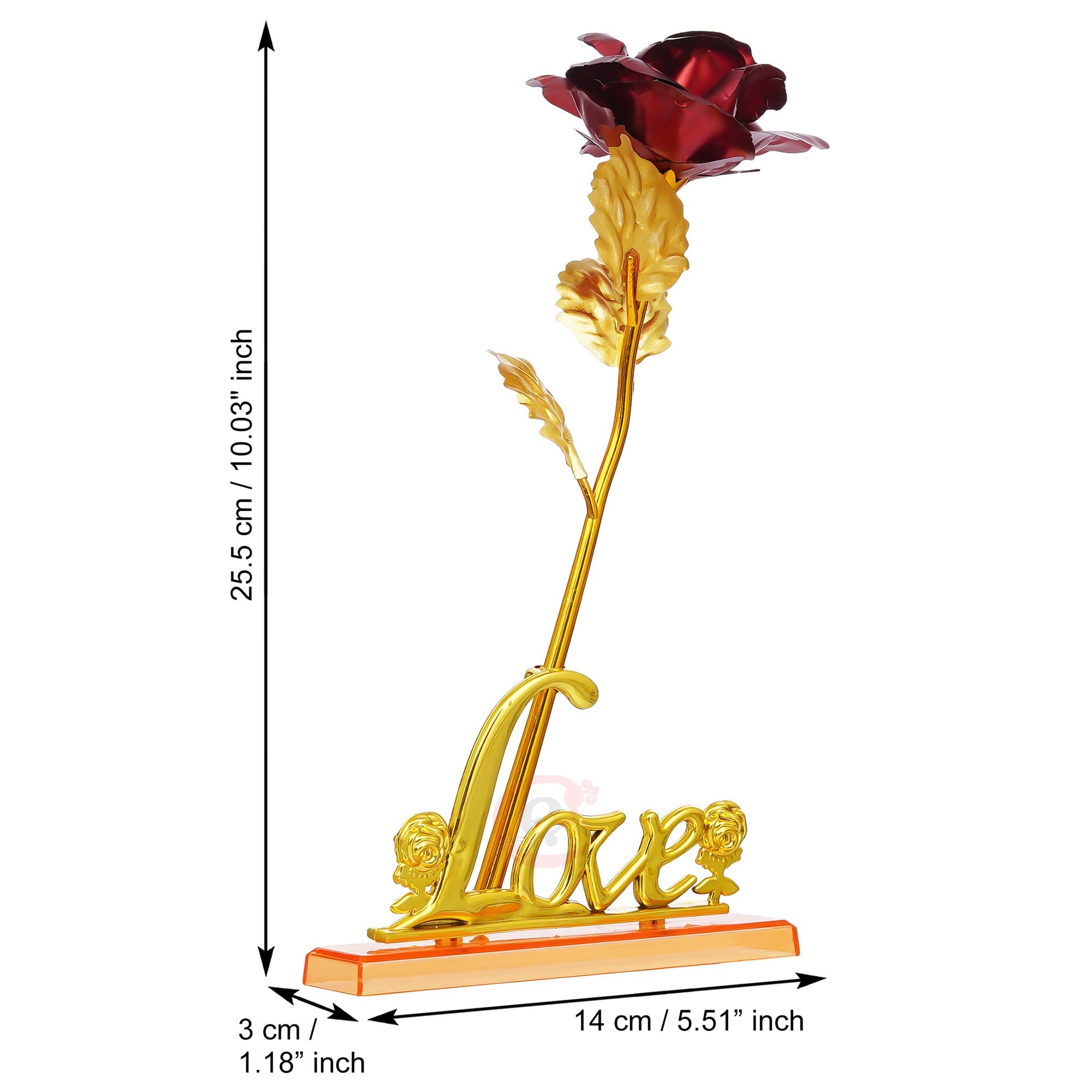 eCraftIndia Love Golden Red Rose Table Decor Valentine Gift Set Showpiece 5