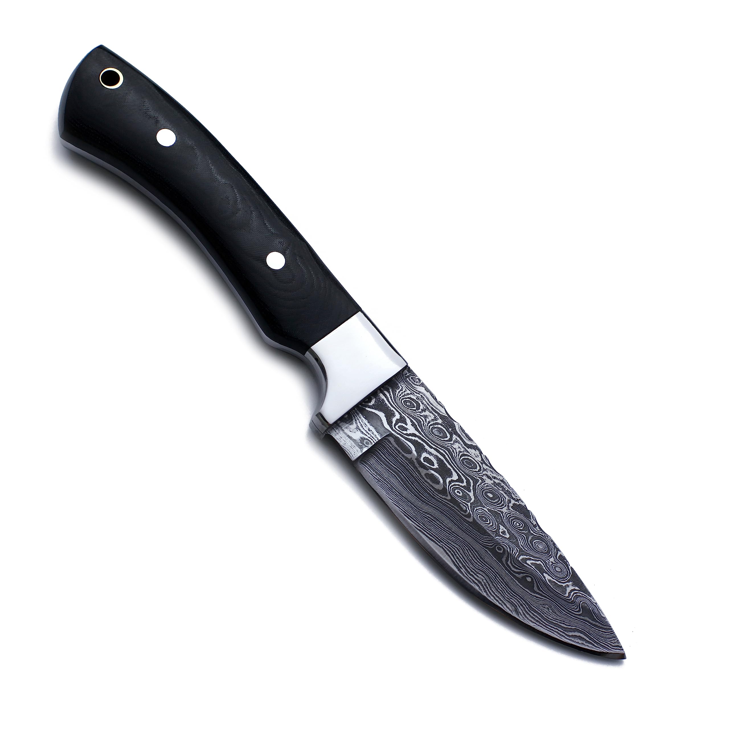 WolfKlinge Handmade Damascus Steel Knife for Hunting, Survival,Camping,Bushcraft,and Fishing- Fixed Blade Dagger with Drop Point Full Tang Micarta Handle, Leather Sheath - WKD-802 5