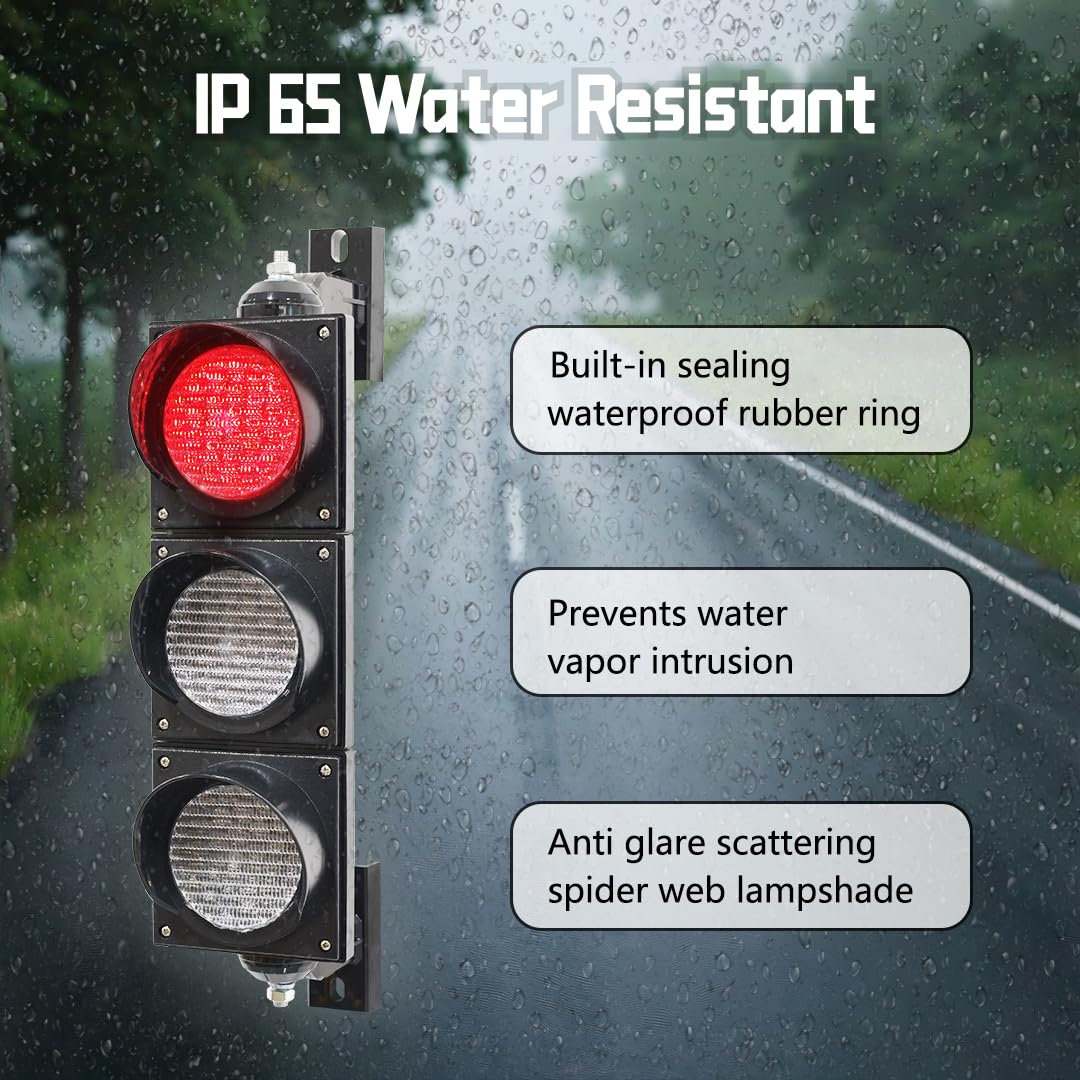 100-2 & 100-3 Traffic Light Bundle: 4Inch 100mm Stop/Go Light with Remote & Button Control, AC 85-265V, IP65 Waterproof LED Signal Lamp 6