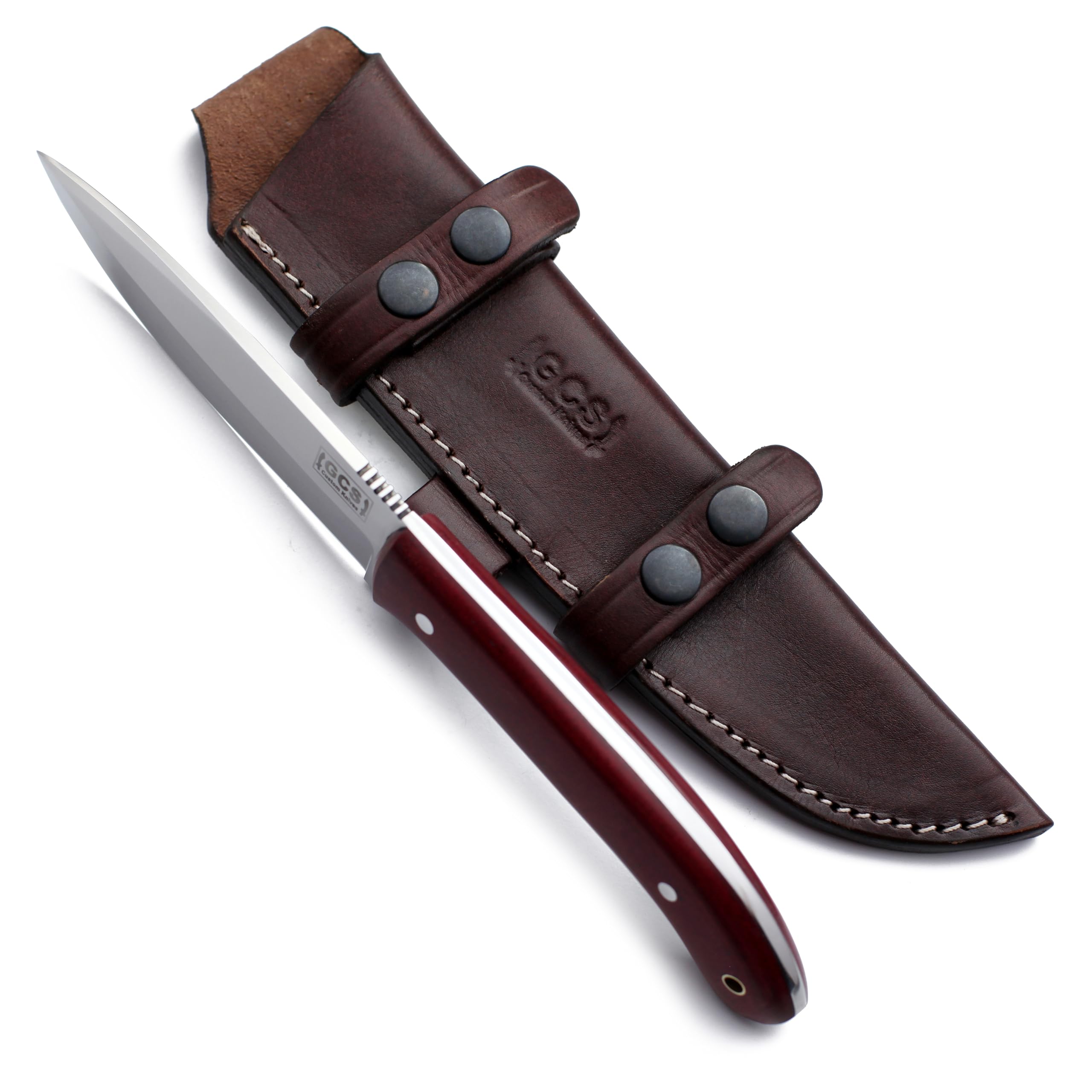 GCS Handmade Full Tang G10 Handle D2 Tool Steel Tactical knife Hunting Knife Camp Knife with leather sheath Full tang blade designed for Hunting & EDC GCS 163 6