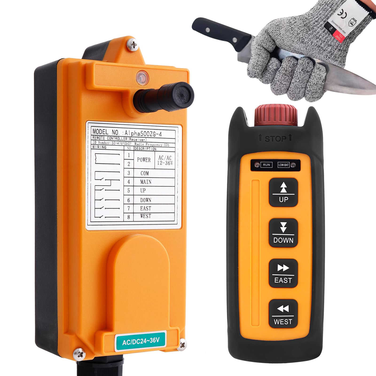 Wireless Lift Winch Trailer Electric Chain Hoist Crane Radio Remote Control Industrial 4 Channel Button (Mini Transmitter + 110V AC Receiver) 1