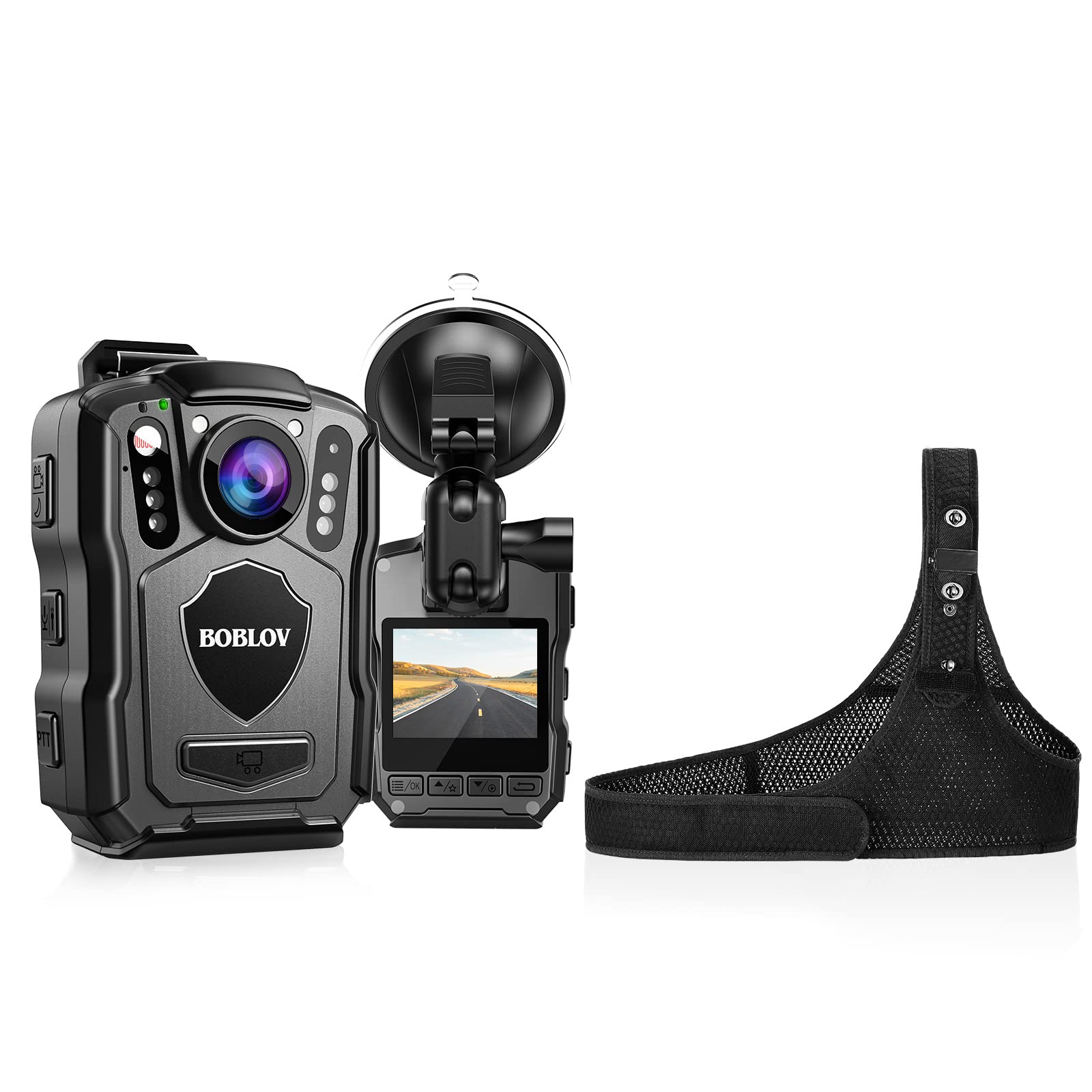 BOBLOV Bundle Deal, M5 2K 128GB Police Body Camera, Outdoor GPS Enabled &1440P Body Mounted Cam and Chest Vest… 1
