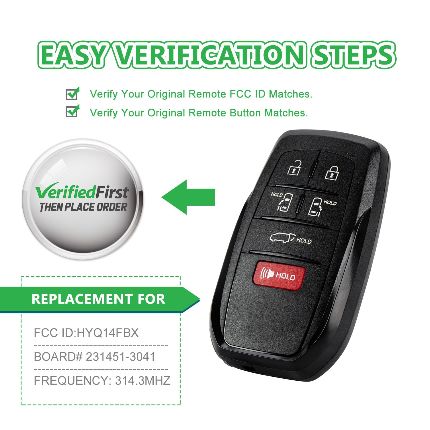Extra-Partss Smart Remote Car Key Fob Replacement for Toyota HYQ14FBX 231451-3041 Board fits Sienna 2021 2022 2023 (1) 4