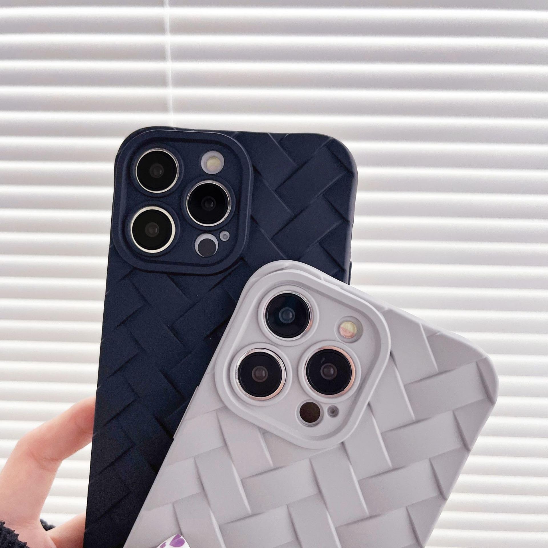 Retro Weave Pattern Solid Color Phone case, TPU Material, Simple and Atmospheric, Anti-Drop, Color Variety, for iPhone 15 14 13 12 11 Pro Max Plus Phone case (Green,iPhone 12 Pro) 6