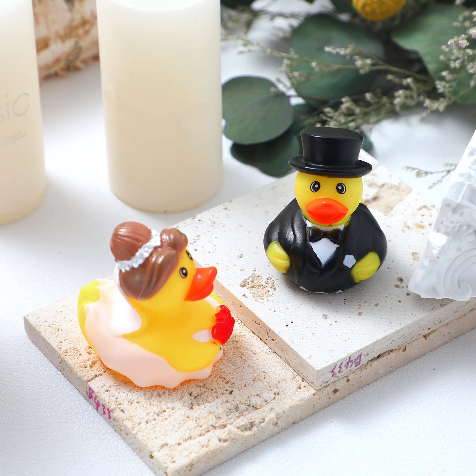 Jerify 48 Pcs Bride Groom Duck Bath Toy 2.5 Inch Wedding Rubber Duck Marriage Mini Ducks for Ceremony Baby Bridal Shower Gift Souvenir 5