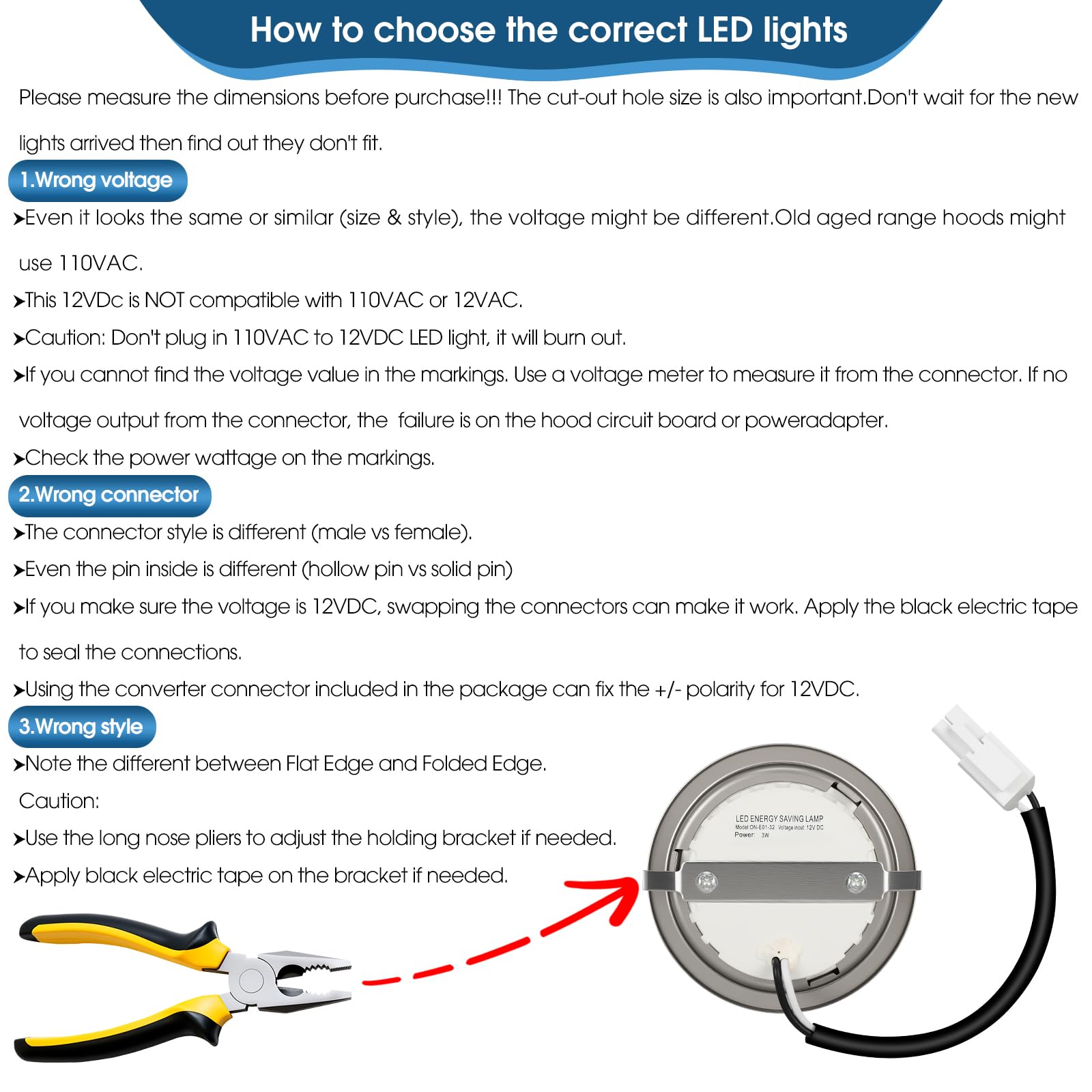 ON-E01-32 Range Hood Light Bulbs Replacement, 12V DC 3W Cooker Hood LED Light Bulbs, Energy Efficient, Long Lifespan, Heat-Resistant Aluminum for Better Heat Dissipation, 3000K Warm Yellow, 2-Pack 5