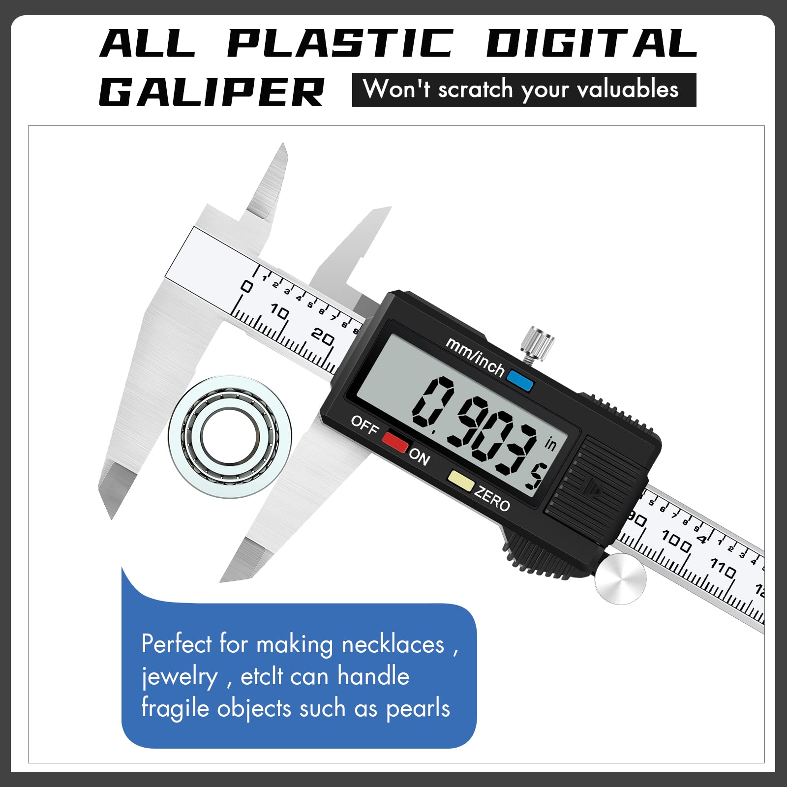 Simhevn Electronic Digital Caliper Measuring Tool, Stainless Steel Vernier Caliper Digital, Easy Switch from Inch Metric, LCD Screen,0-6inch/150mm Caliper Measuring Tool for DIY/3D Printing 6