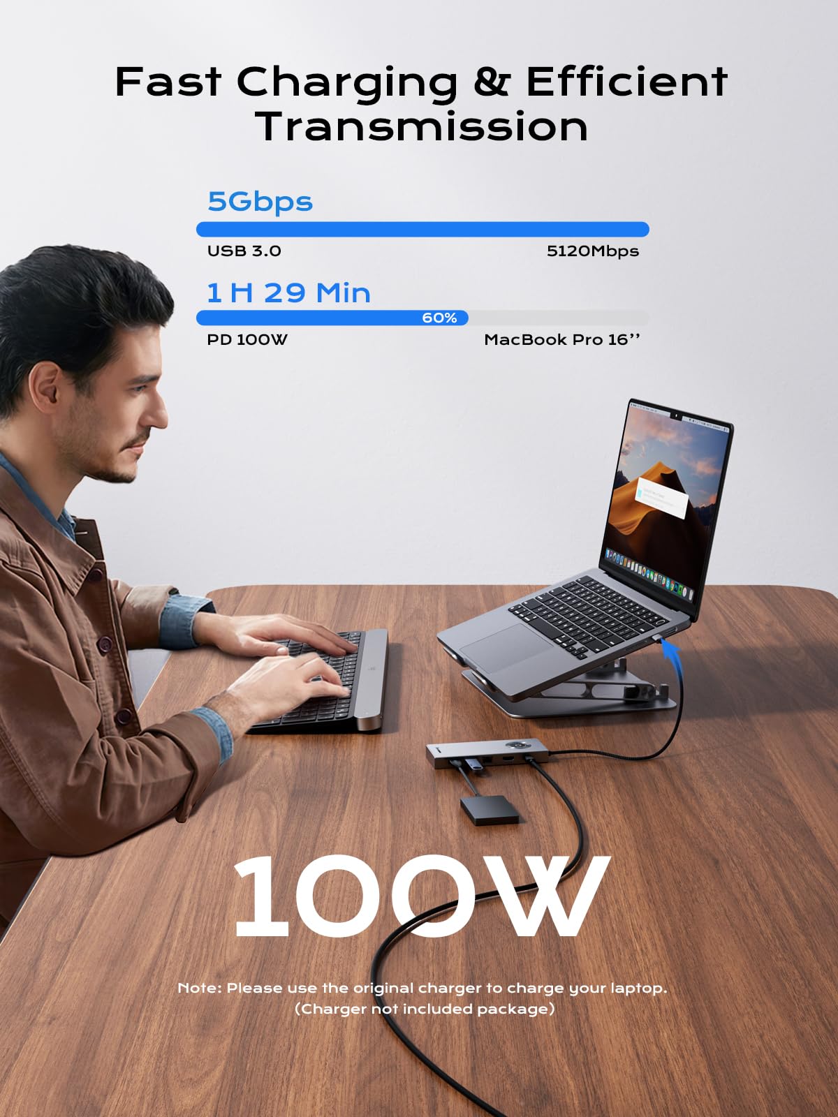 minisopuru USB C Laptop Docking Station Stand with 4K HDMI, 100W PD, Docking Station for MacBook Pro/Air/Dell/HP/Surface, Adjustable Laptop Stand for 10-17" Laptops & Tablet(4 USB A, RJ45, SD3.0) 5