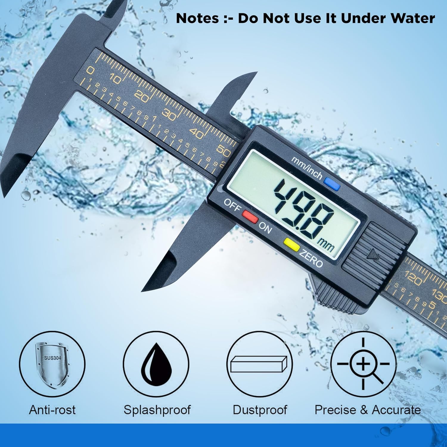 SKADIOO Plastic Vernier caliper, Digital vernier caliper, Vernier caliper digital, 6 inch, Electronic Vernier Caliper Gauge Micrometer 3