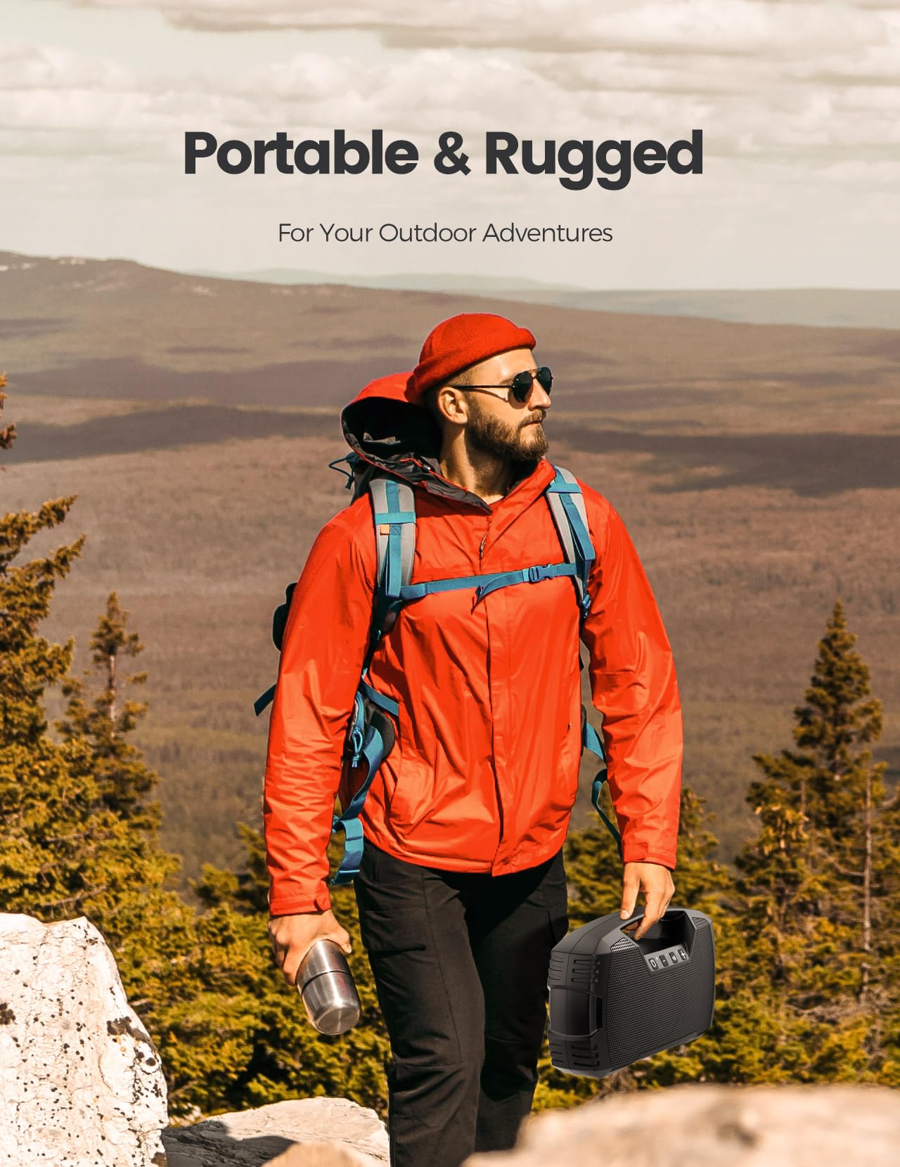 Portable Wireless Bluetooth Speaker, 40W Loud Sound IPX7 Waterproof Speaker, 32H Playtime, Rich Bass, Bluetooth 5.0, TWS Pairing, Built-in Mic, Outdoor Speaker for Home, Party, Pool, Beach-Red 6