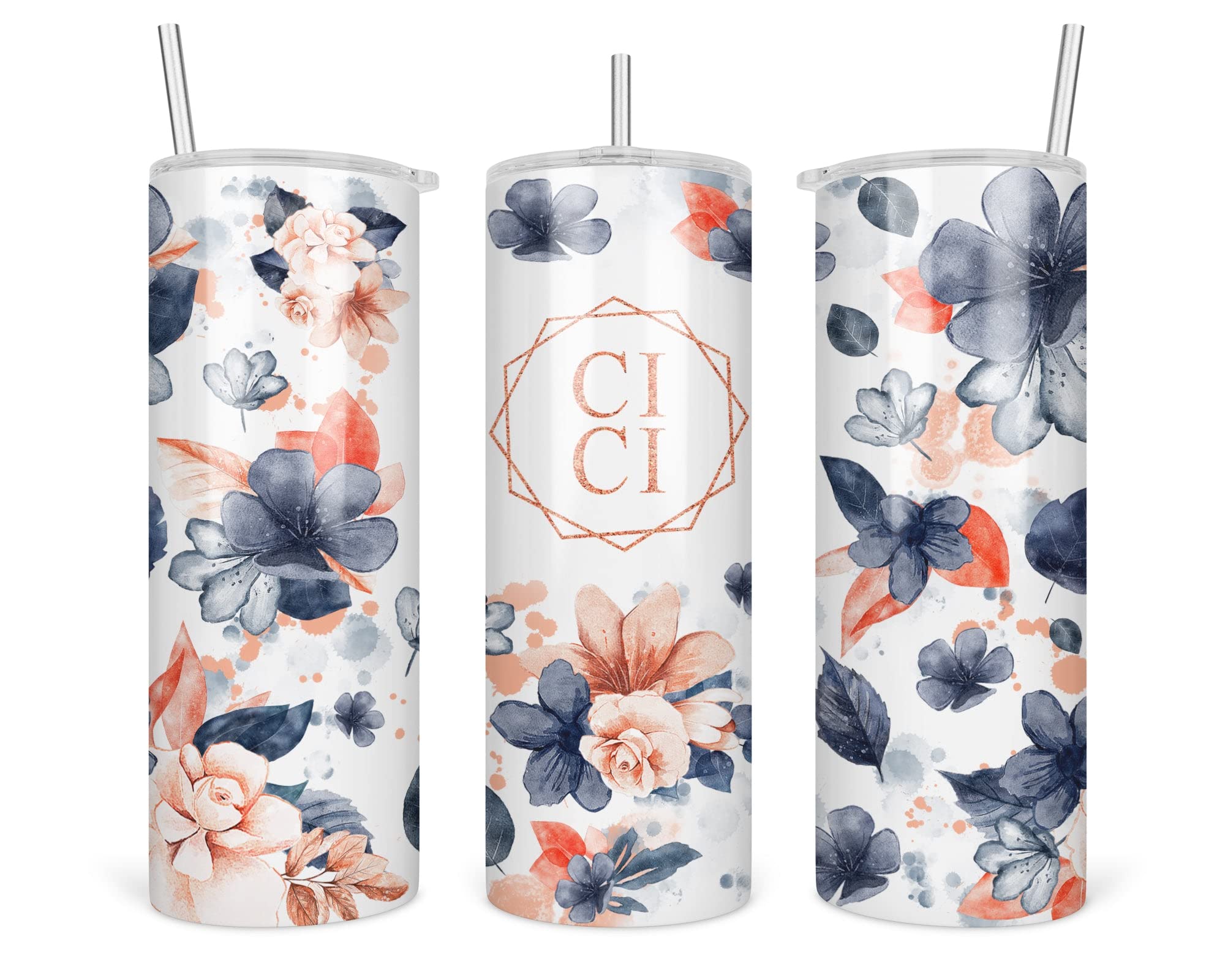 Cici Tumbler For Mother's Day - Best Cici Tumbler - Birthday Gift For Cici - Cici Floral Travel Cup - Watercolor Florals Cici 20 Oz Skinny Tumbler Floral Flowers - Stainless Steel Insulated Cup