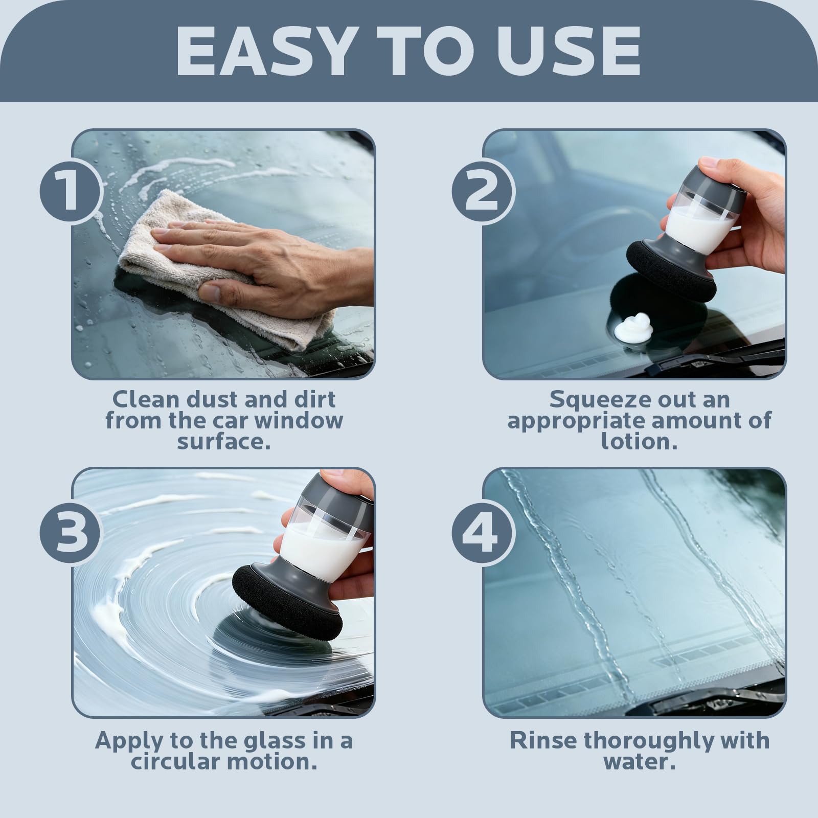 Automotive Oil Film Cleaning Brush - Remove Stubborn Oil Film from Glass and Improve Clarity,Oil Film Cleaning Brush for Car Windows for Windshield 4