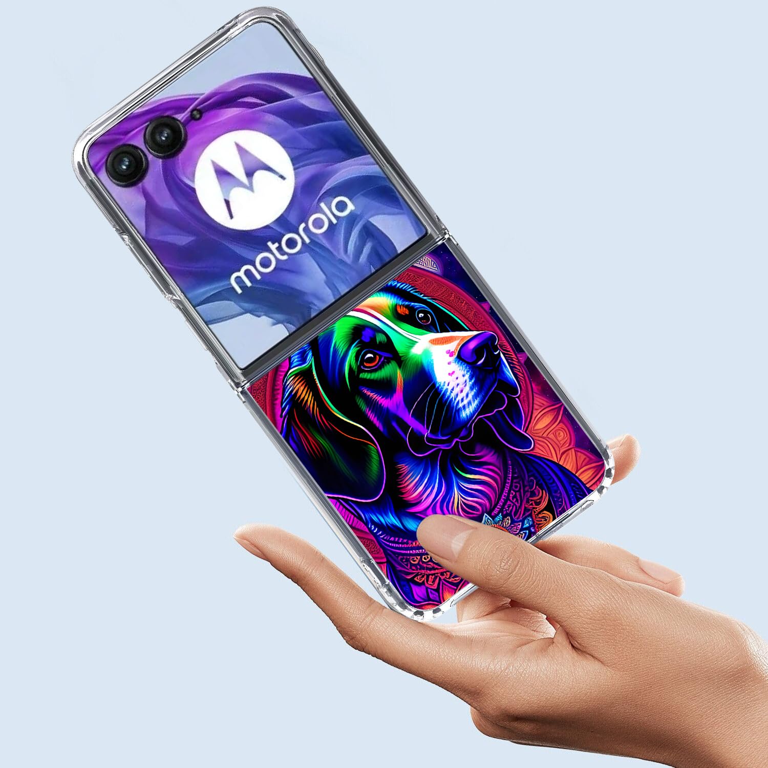 Bcov Case for Motorola Razr Plus 2024,Floral Dog Mandala Anti-Scratch Solid Hard case Protective Shookproof Phone Cover for Motorola Razr Plus 2024/Razr+ 2024 5