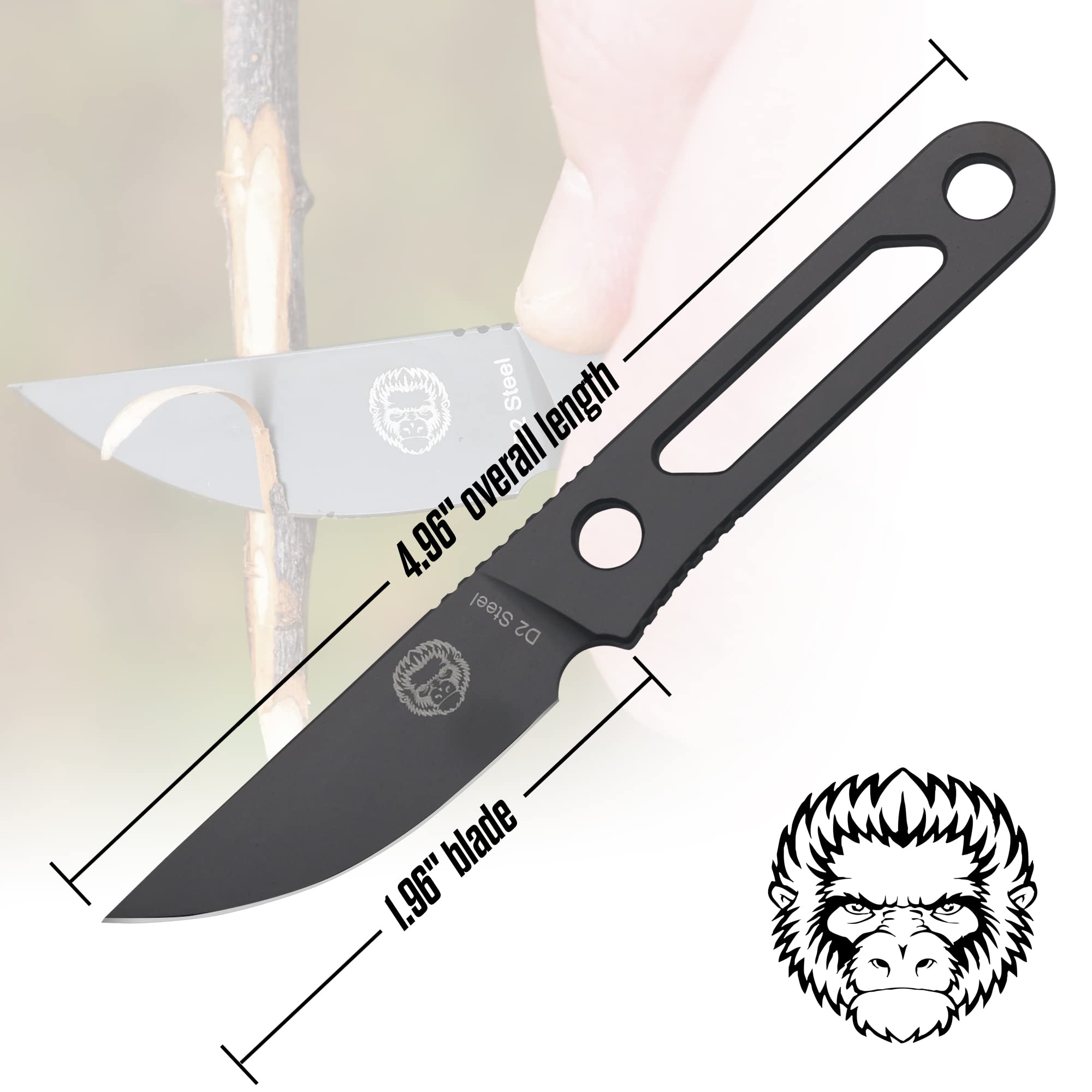 Holtzman's Gorilla Survival Scalpel Fixed Blade Utility Knife with D2 Sheath and Belt Clip (Grey) - Ideal for EDC and Outdoor Activities 4