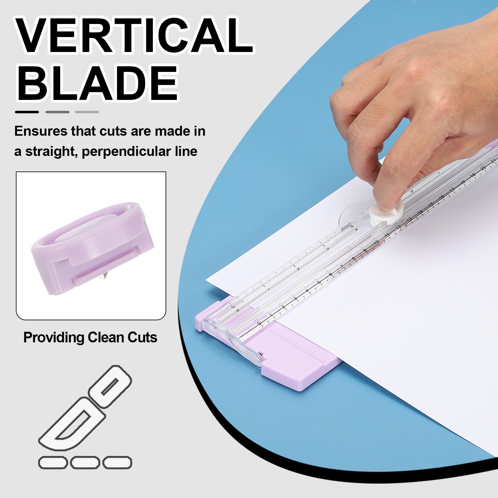 PATIKIL Paper Cutter Trimmer, A4 Straight Portable Paper Slide Paper Slicer with Hole Punch, Replacement Blade and Binder for Craft Cardstock, Label Card, Scrapbook, Purple 4