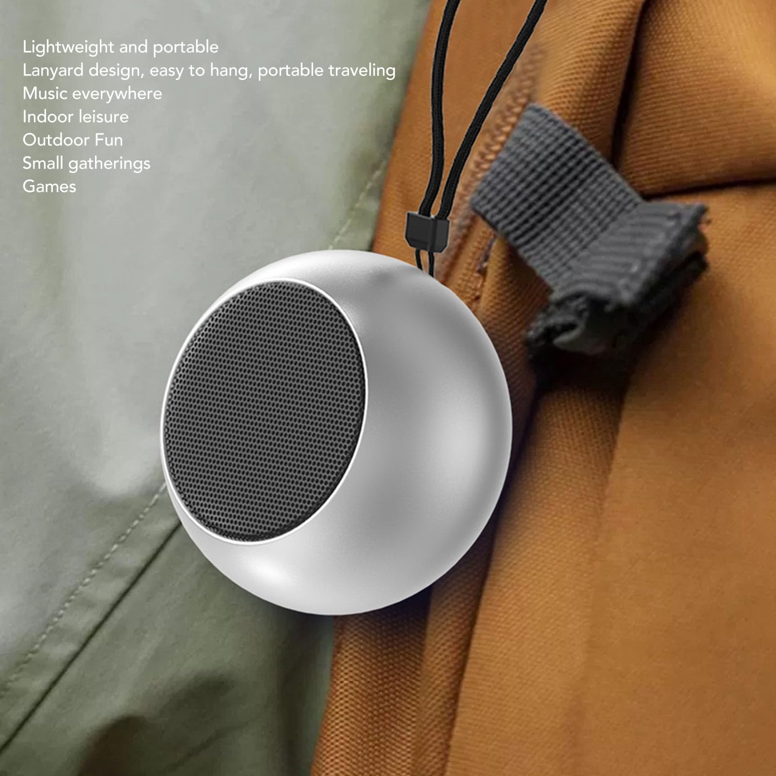 Gugxiom Small Speaker, Portable Bluetooth Speaker, Mini Small Metal Speakers, Bass, 360 Degree Surround, for Hiking, Biking, Home (Silver) 5