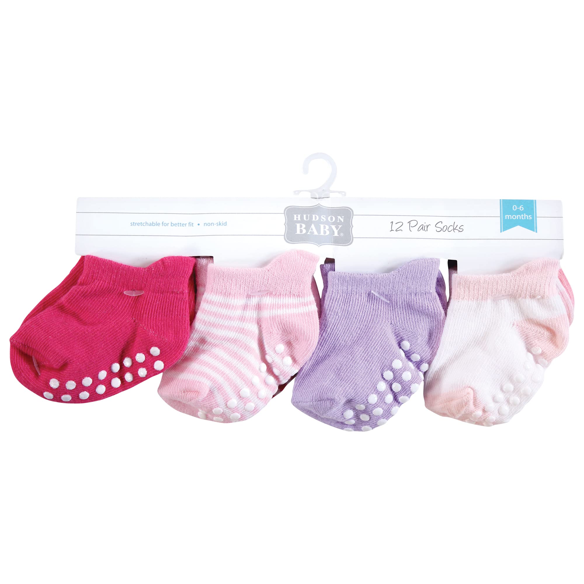 Hudson Baby Unisex Baby Non-Skid No-Show Socks, Pink Lilac, 0-6 Months 3