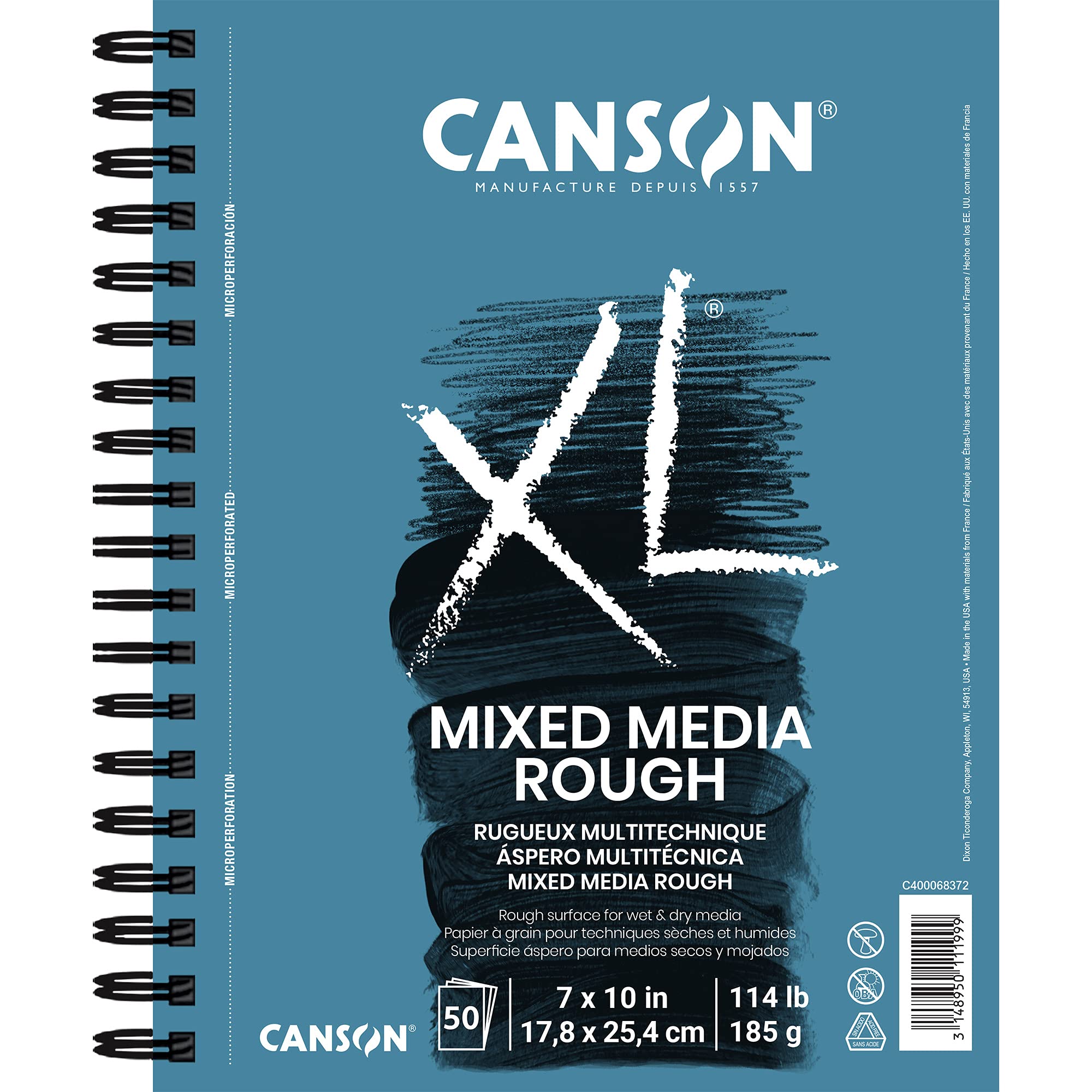 Canson C400068372 XL Series Rough Mix Media, 7" x 10" 1