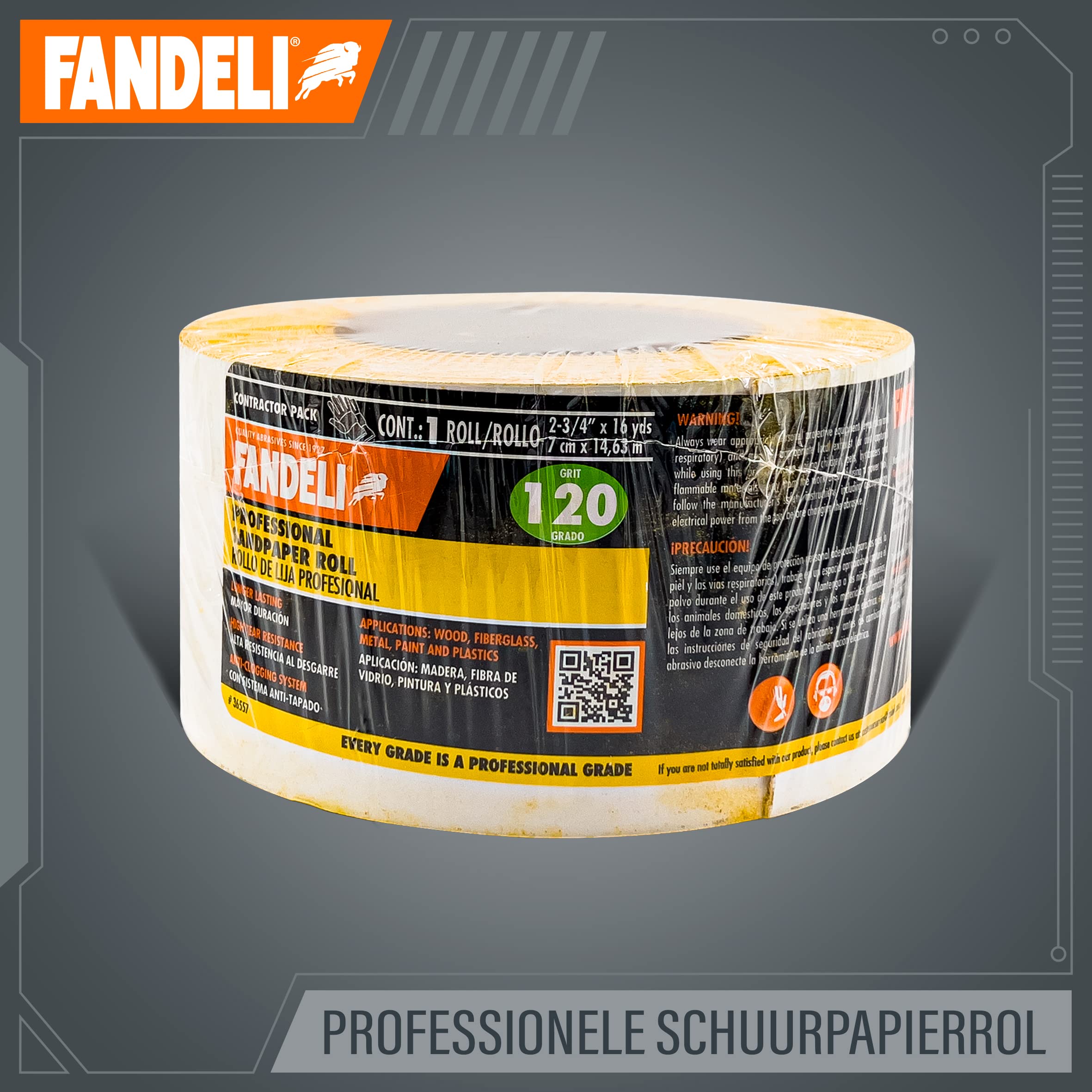 Fandeli | Long Lasting Sandpaper Roll | 120 Grit | 2-3/4'' x 16 yds | Ideal for Sanding Wood | Self-Adhesive Continuous Sheet | Abrasive Roll | Roll of Sandpaper 6