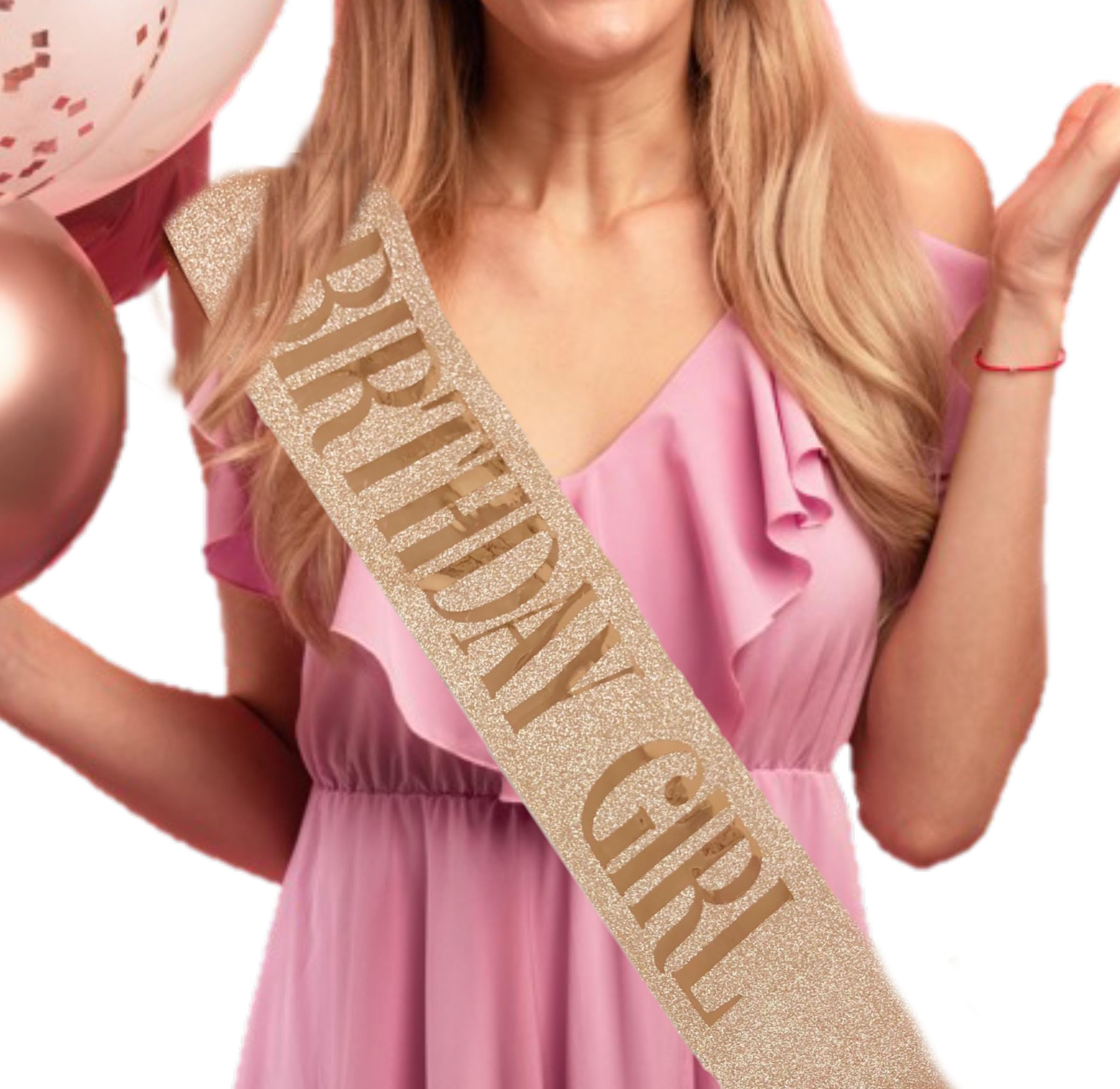 Shimmer Anna Shine Glitter Birthday Sash for Women (Rose Gold Glitter) 3