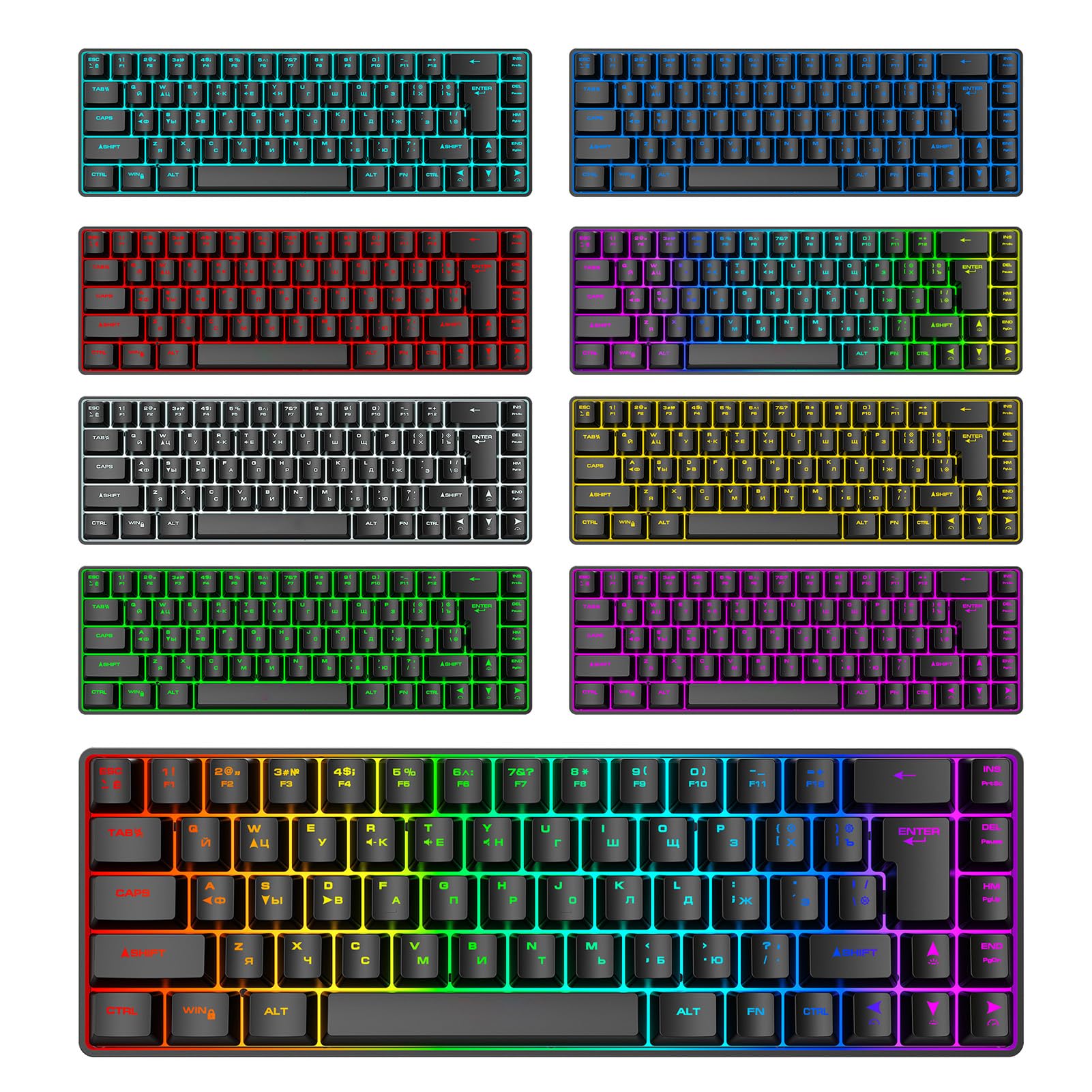 Asixxsix RGB LED Backlit Mechanical Gaming Keyboard with Russian English, 68 Key Ergonomic Wired Mechanical Keyboard for Home and Office Keyboards, Computer Keyboards (Black) 6