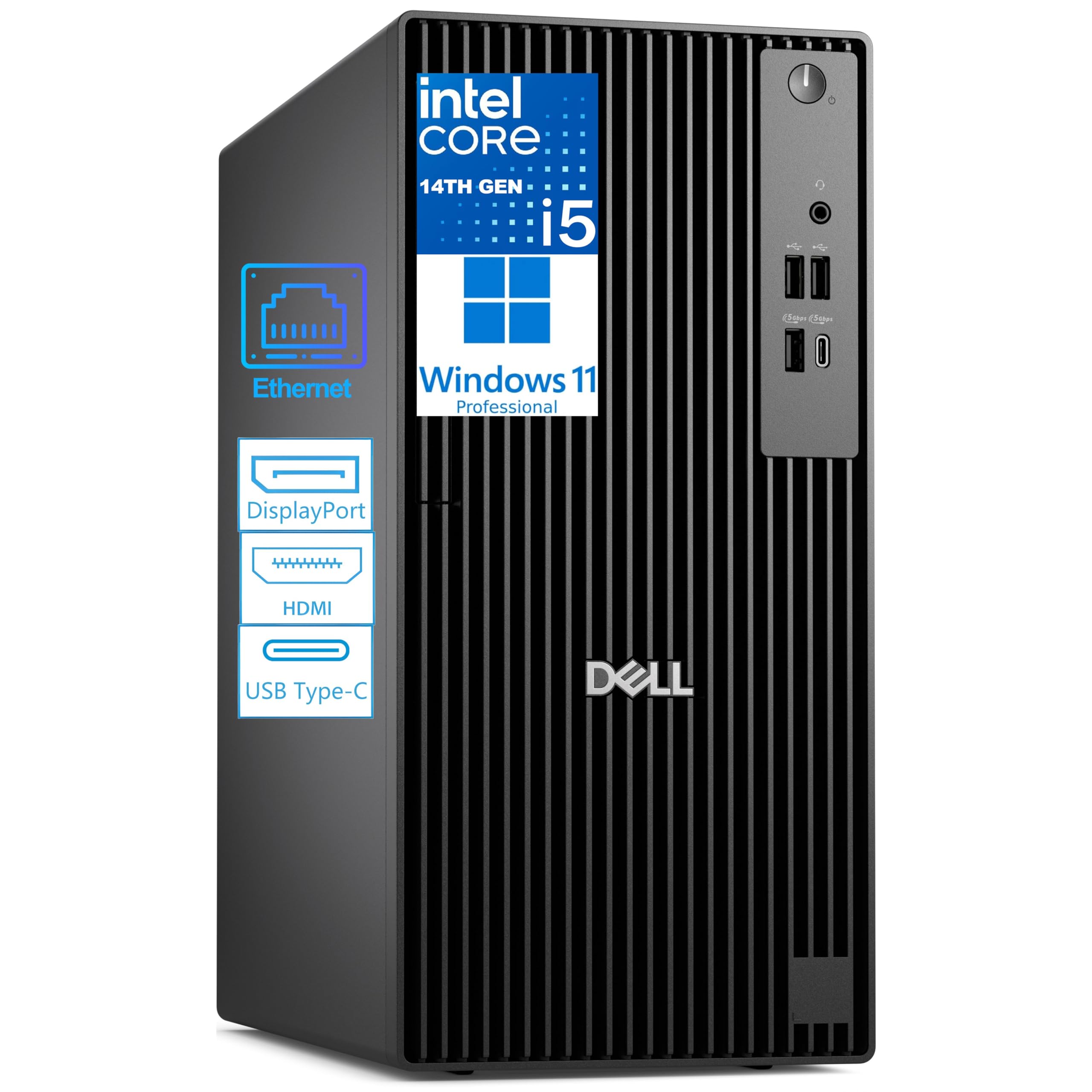 Dell Tower Desktop Computers (Next Gen OptiPlex), 14th Gen Intel 14-Core i5-14500 up to 5.0GHz, 16GB DDR5 RAM, 512GB PCIe SSD, Type-C, HDMI + 1 DisplayPort, Windows 11 Pro