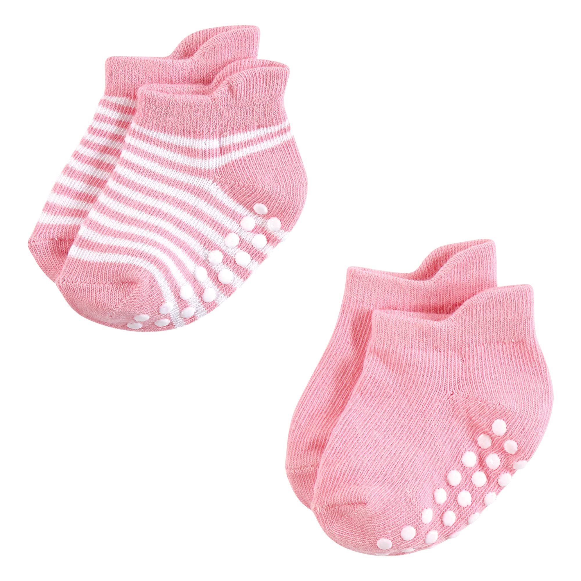 Hudson Baby Unisex Baby Non-Skid No-Show Socks, Pink Lilac, 0-6 Months 6