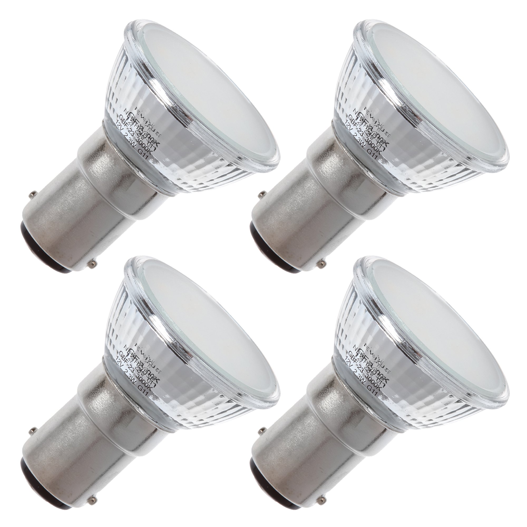 Newhouse Lighting 1383-2320-4 LED Elevator Bulb, 1383 Base BA15S Halogen Replacement, 200 Lumen, 12V, 3000K, White, 4-Pack 1